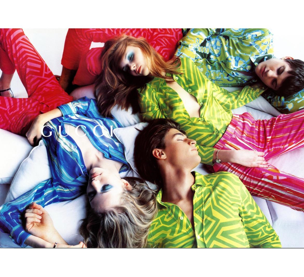 S/S 1996 Gucci by Tom Ford Pink Red Geometric Logo Print Cotton Pants - RealList