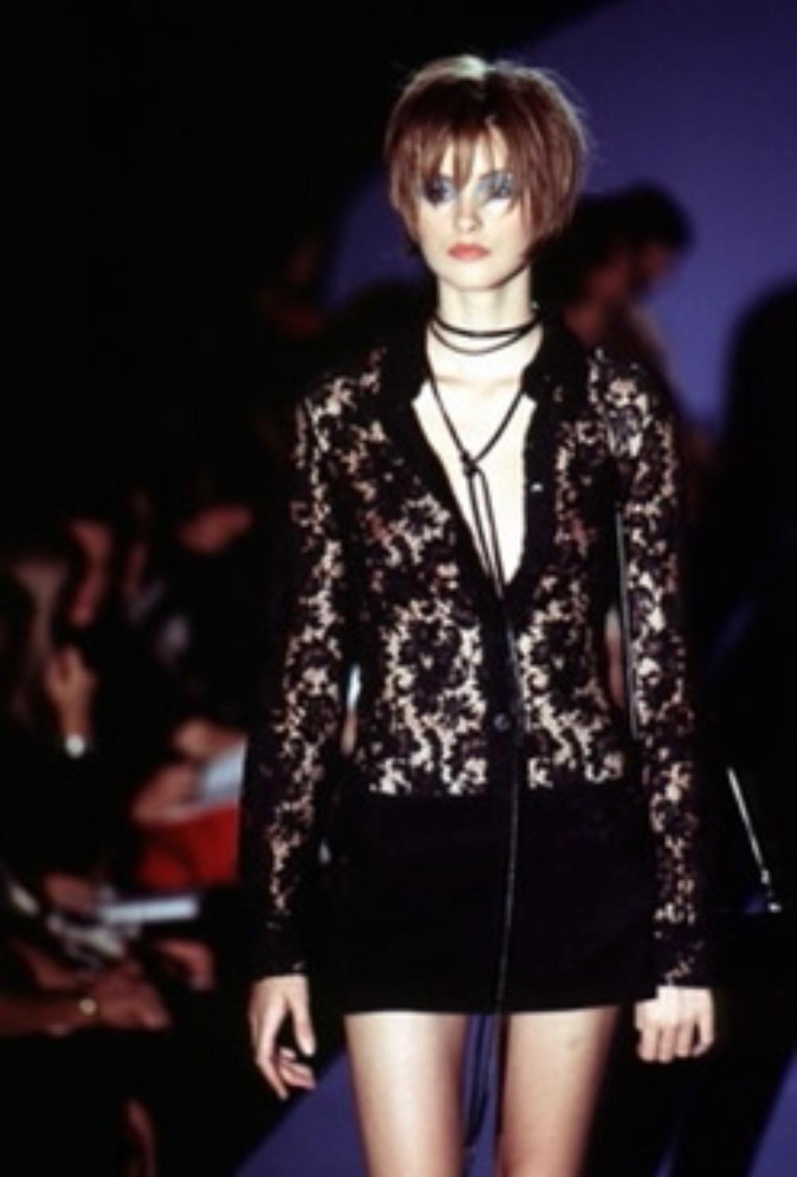 S/S 1996 Gucci by Tom Ford Runway Sheer Black Lace Button Up Top - RealList