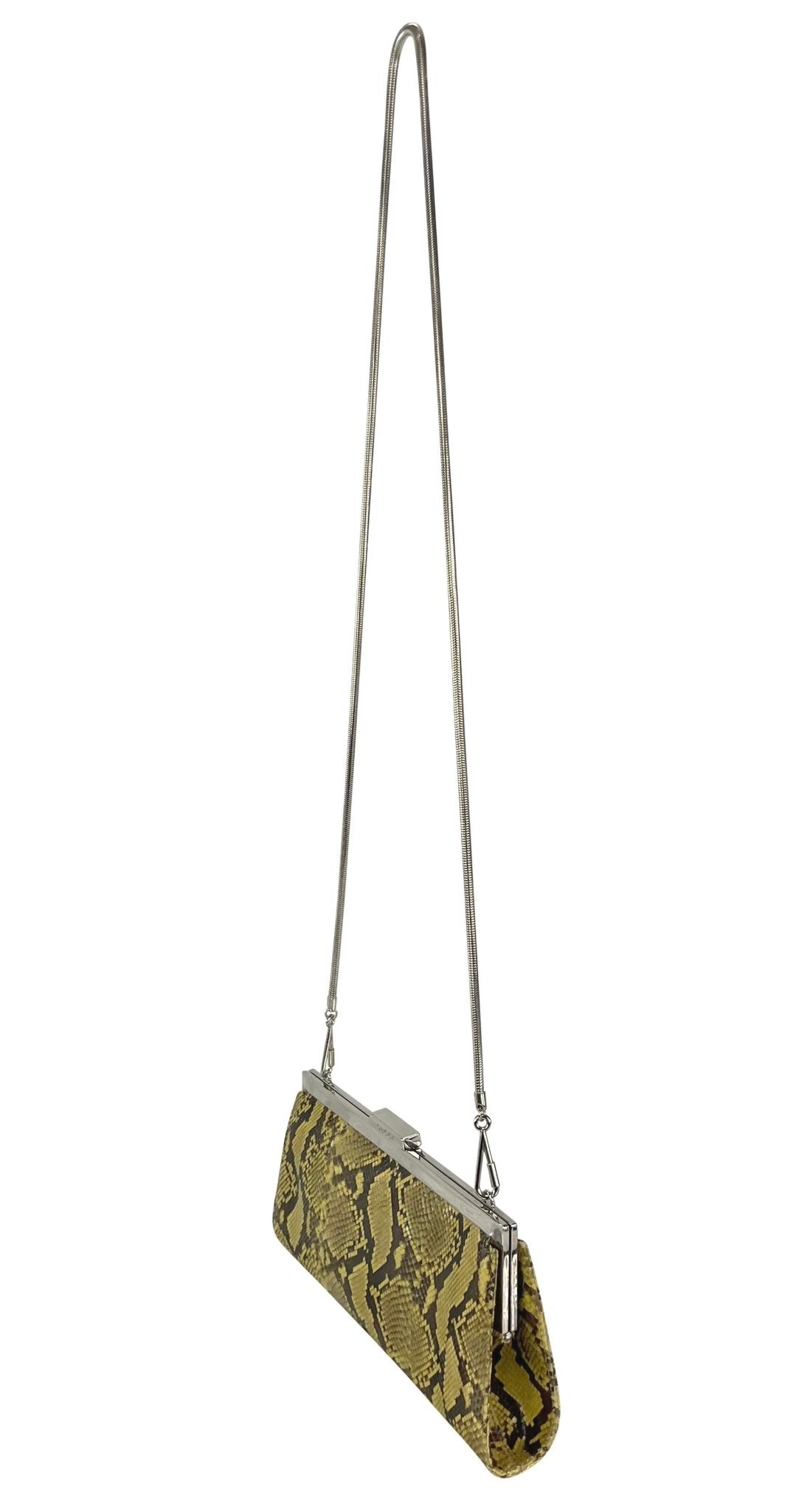S/S 1996 Gucci by Tom Ford Runway Yellow Genuine Python Skin Chain Crossbody Bag - RealList
