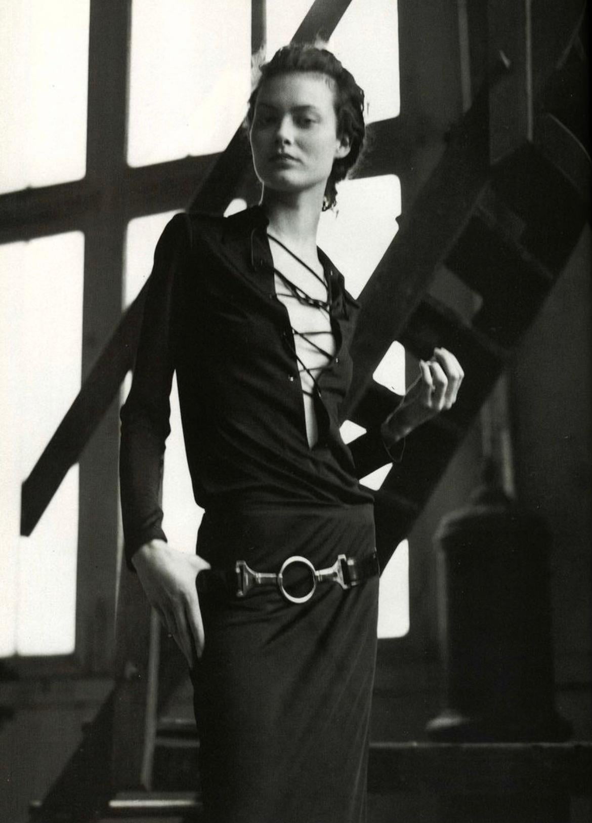 S/S 1996 Gucci by Tom Ford Runway Yellow Python Silver Ring Logo Hip Belt - RealList