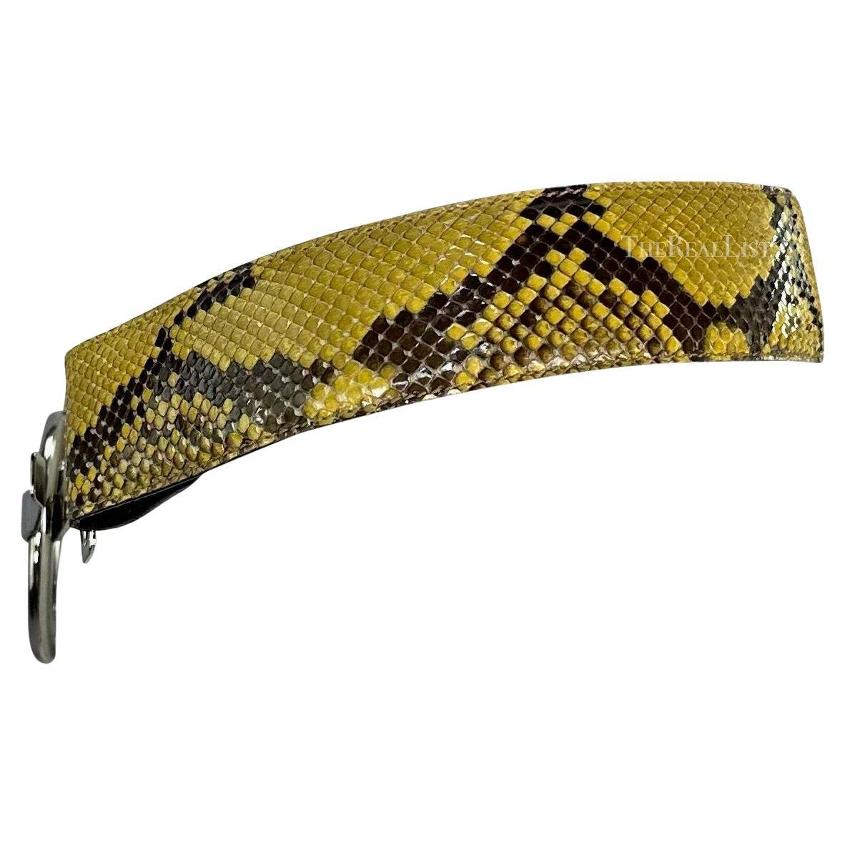 S/S 1996 Gucci by Tom Ford Runway Yellow Python Silver Ring Logo Hip Belt - RealList