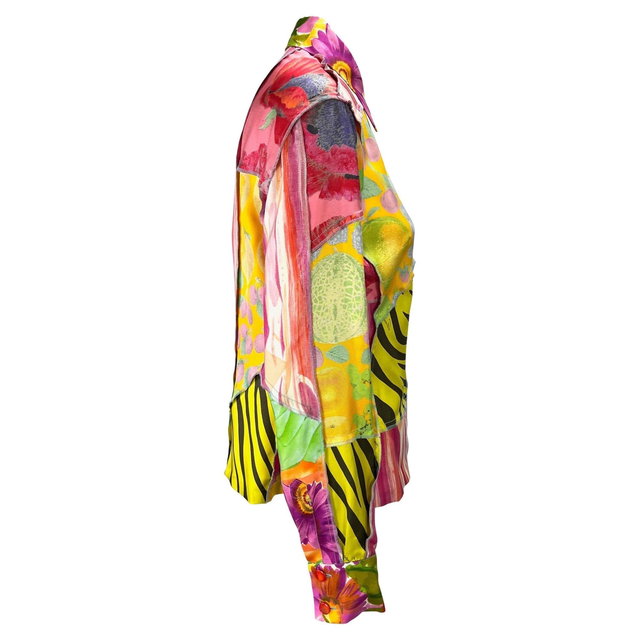 S/S 1996 Gucci by Tom Ford Silk Patchwork Inside Out Print Button Up Blouse - RealList