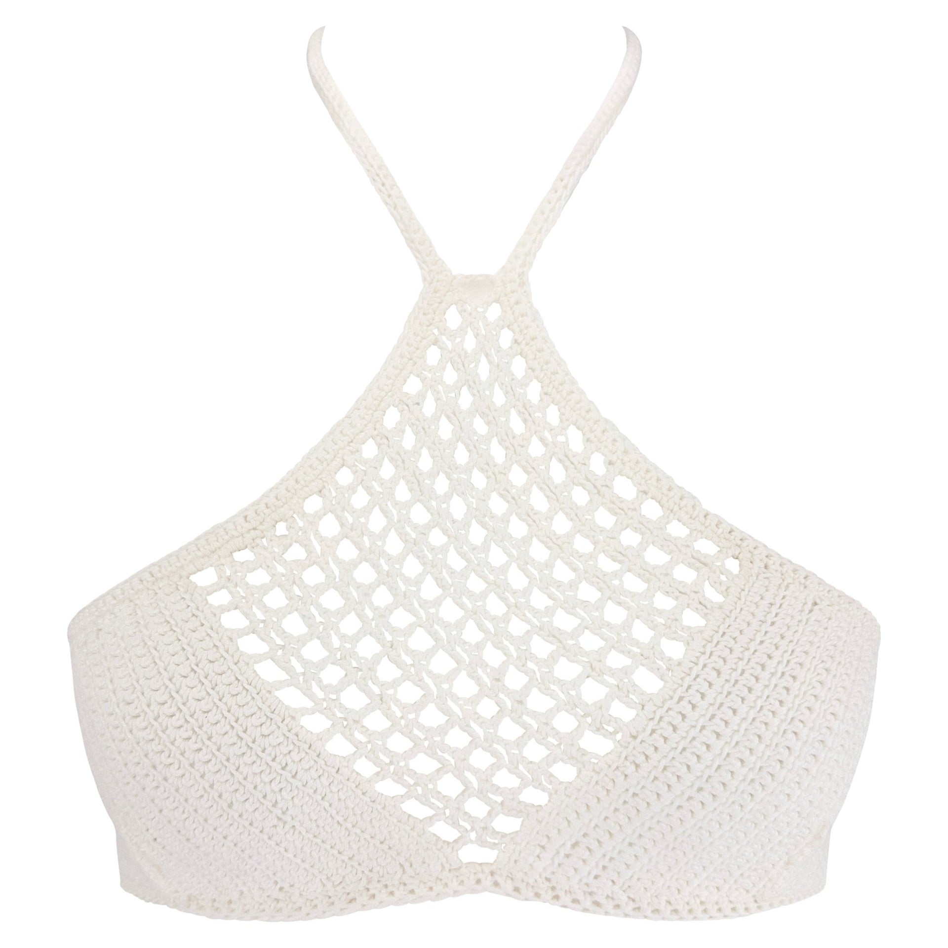 S/S 1996 Gucci by Tom Ford White Crochet Crop Top - RealList