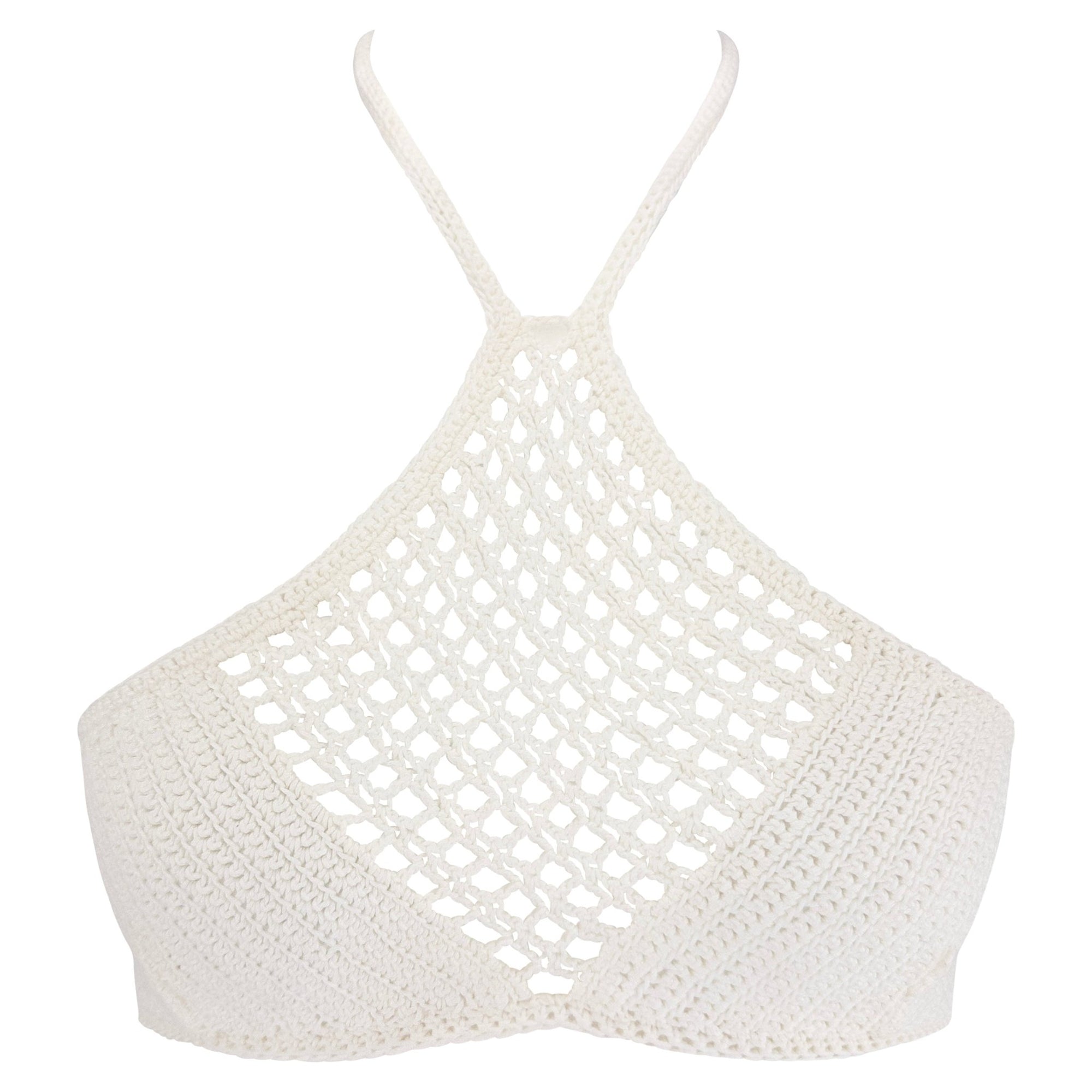 S/S 1996 Gucci by Tom Ford White Crochet Crop Top - RealList