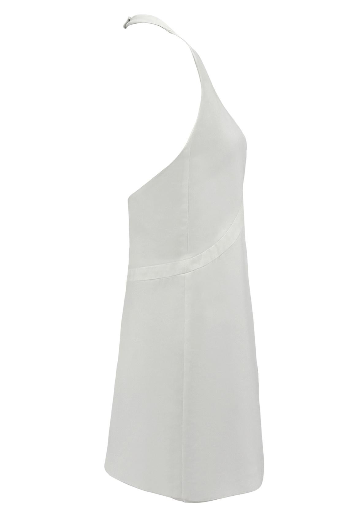 S/S 1996 Gucci by Tom Ford White Metal Logo Spine Backless Halter Dress - RealList