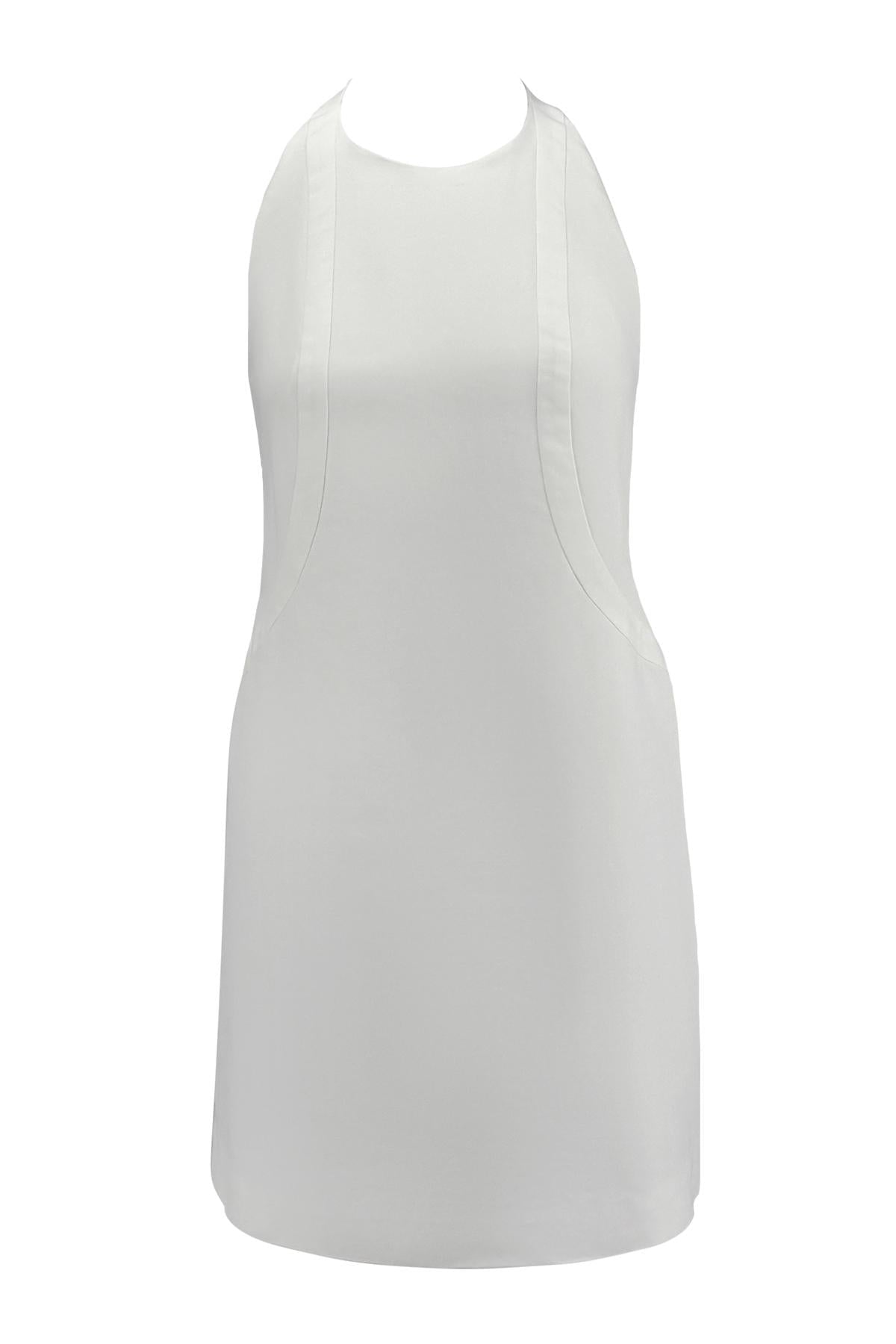 S/S 1996 Gucci by Tom Ford White Metal Logo Spine Backless Halter Dress - RealList