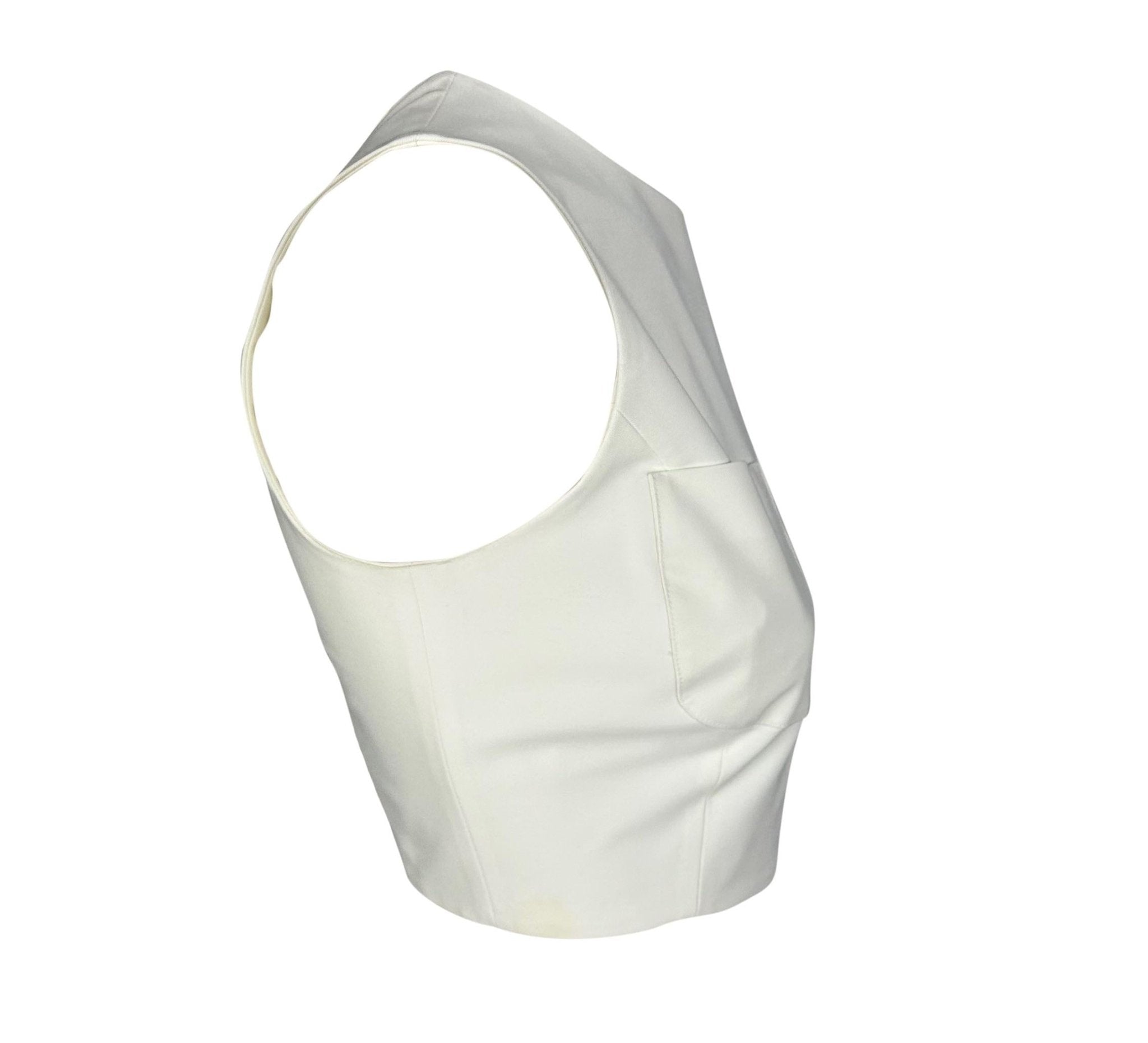 S/S 1996 Gucci by Tom Ford White Silk Crop Top Two Front Pockets - RealList