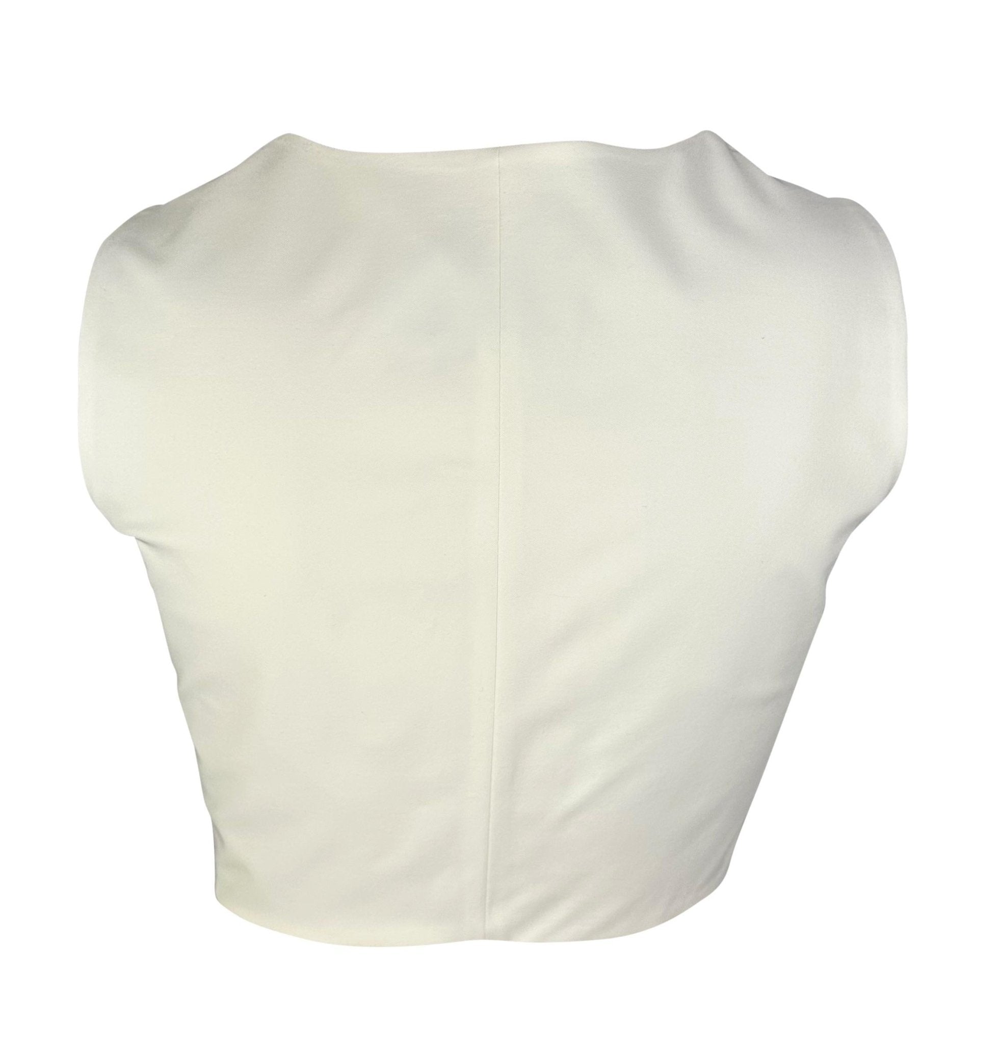 S/S 1996 Gucci by Tom Ford White Silk Crop Top Two Front Pockets - RealList
