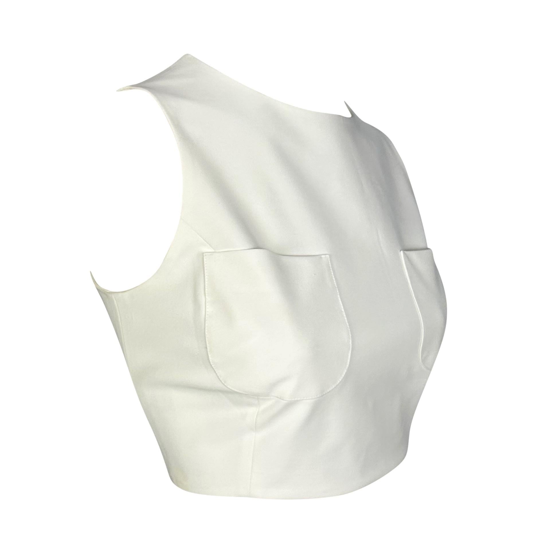 S/S 1996 Gucci by Tom Ford White Silk Crop Top Two Front Pockets - RealList