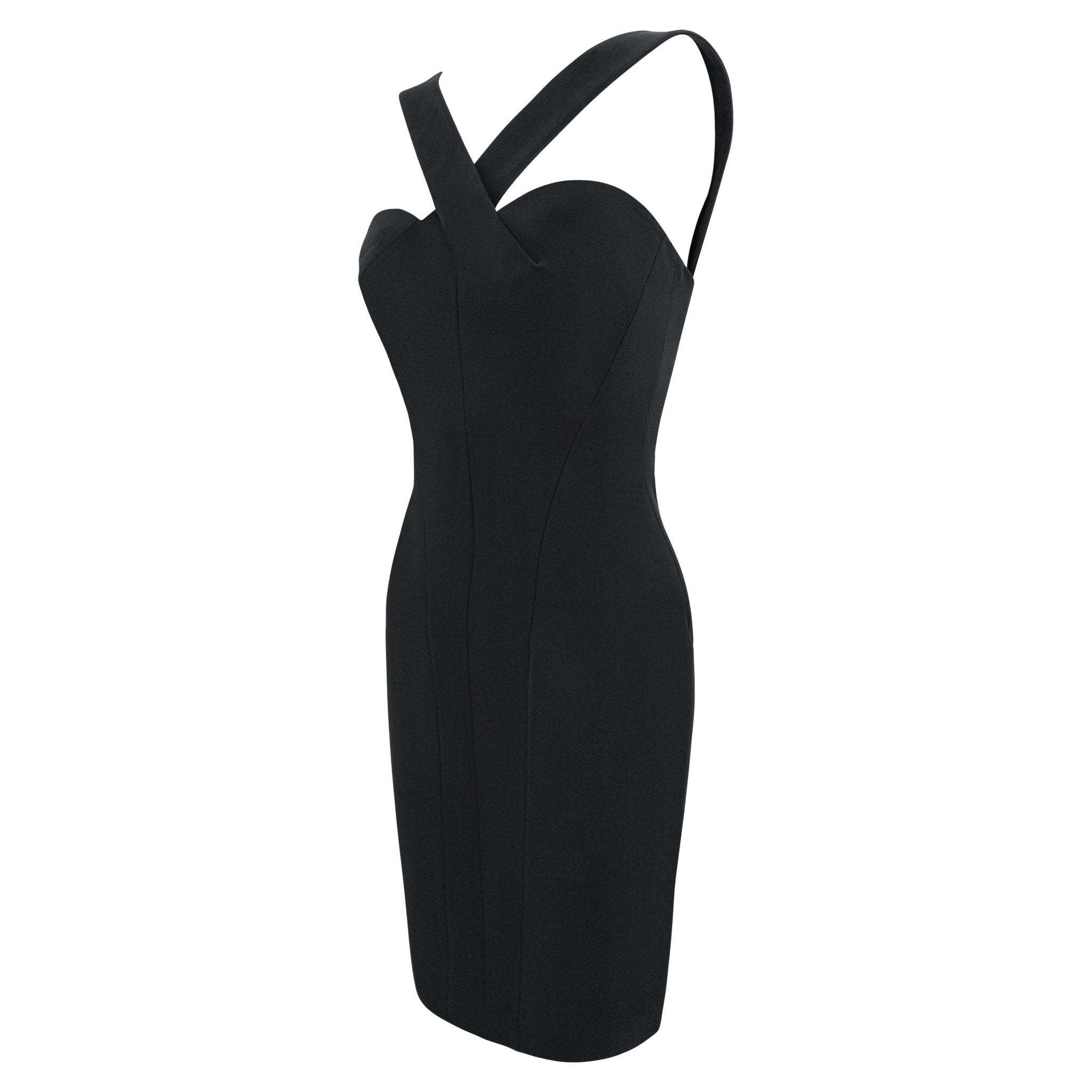 S/S 1996 Hervé Léger Black Crossover Strap Hourglass Cocktail Dress - RealList