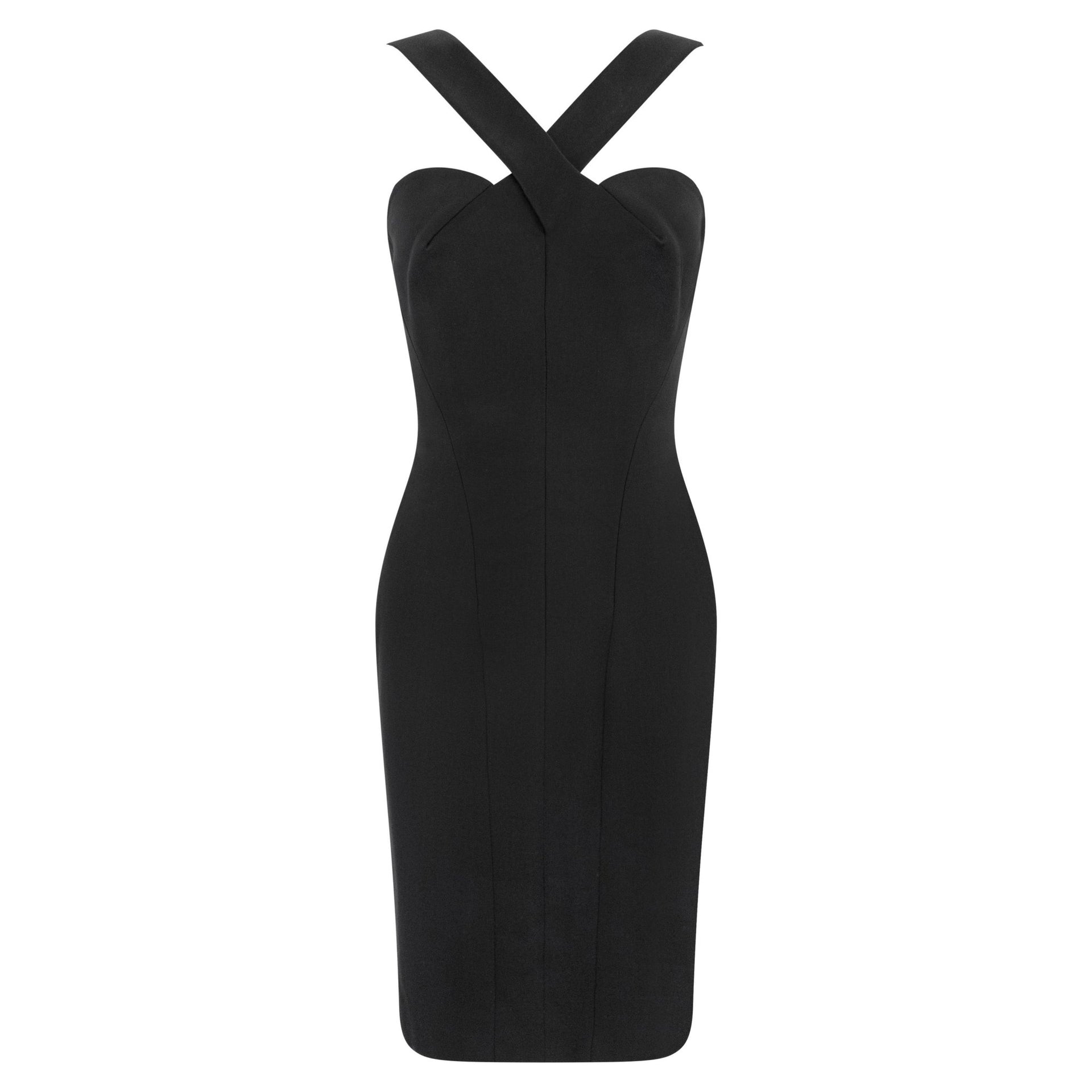 S/S 1996 Hervé Léger Black Crossover Strap Hourglass Cocktail Dress