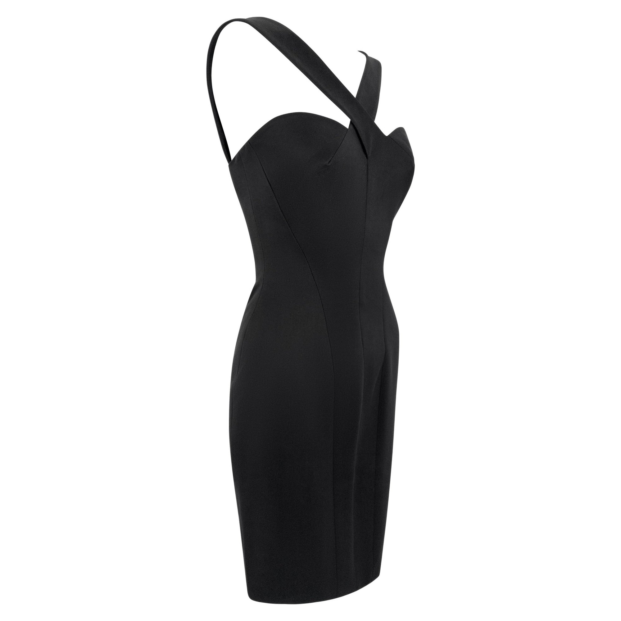 S/S 1996 Hervé Léger Black Crossover Strap Hourglass Cocktail Dress - RealList