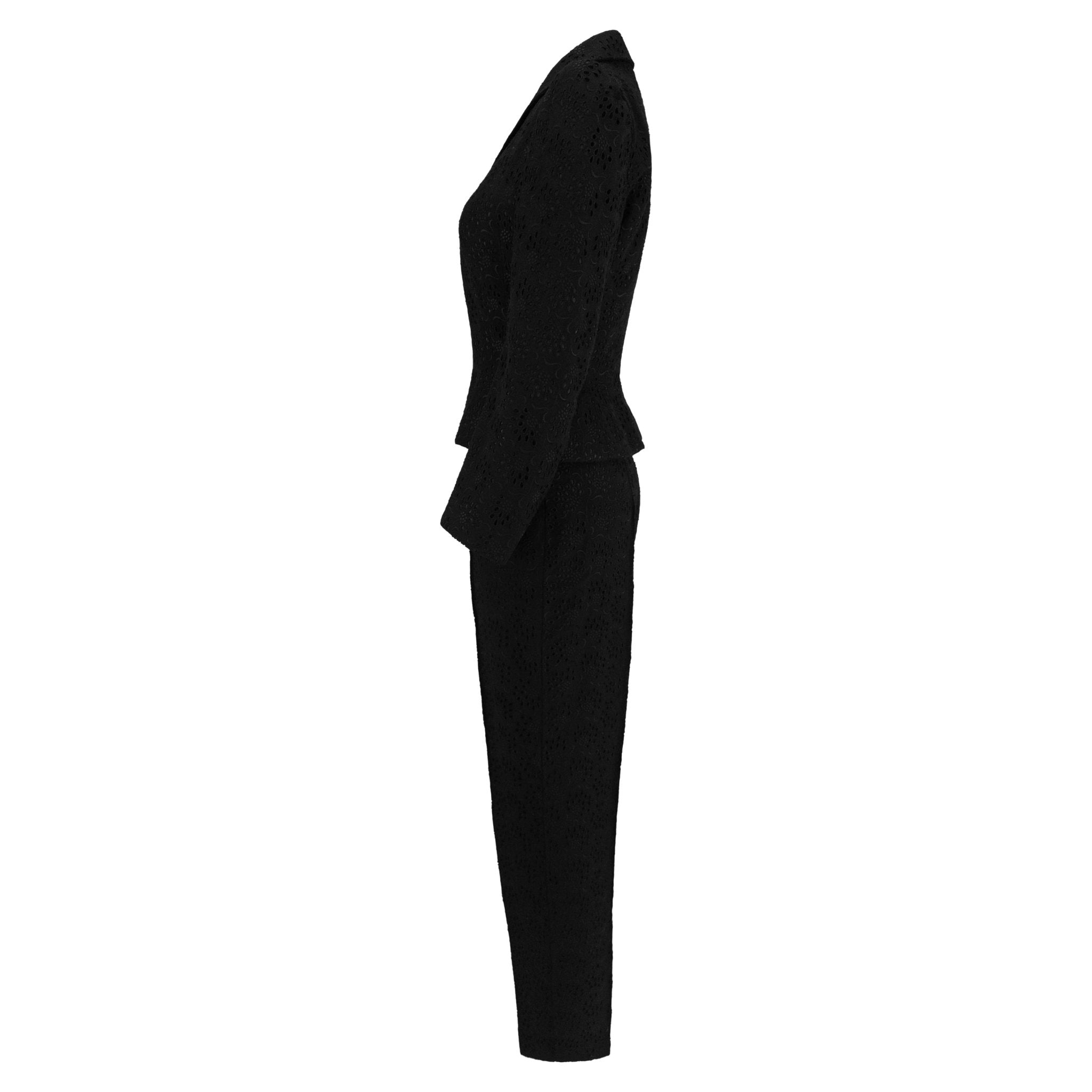 S/S 1996 John Galliano ‘L'Ecole de Danse’ Runway Black Broderie Anglaise Pantsuit Set - RealList