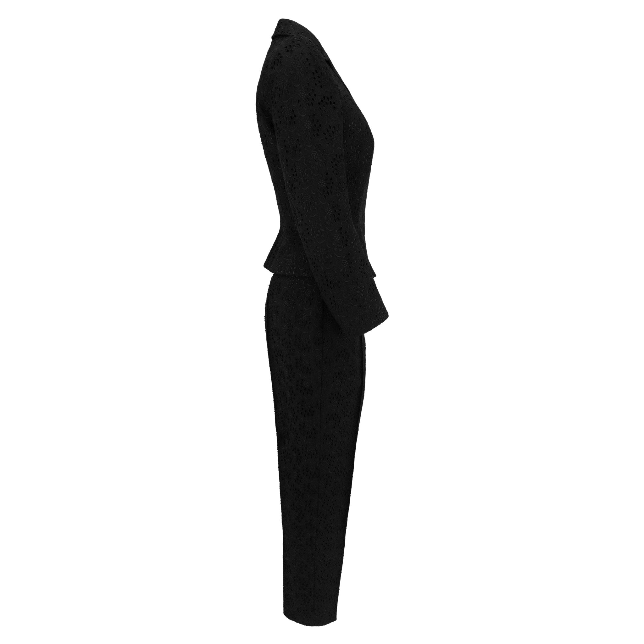 S/S 1996 John Galliano ‘L'Ecole de Danse’ Runway Black Broderie Anglaise Pantsuit Set - RealList
