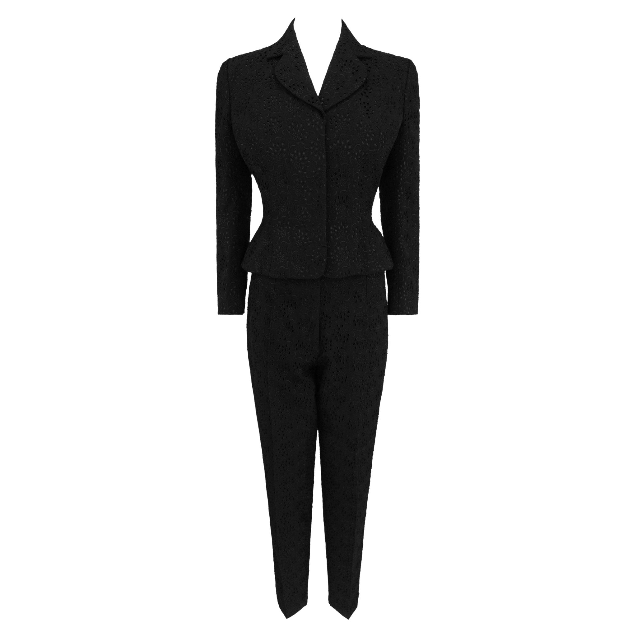 S/S 1996 John Galliano ‘L'Ecole de Danse’ Runway Black Broderie Anglaise Pantsuit Set - RealList