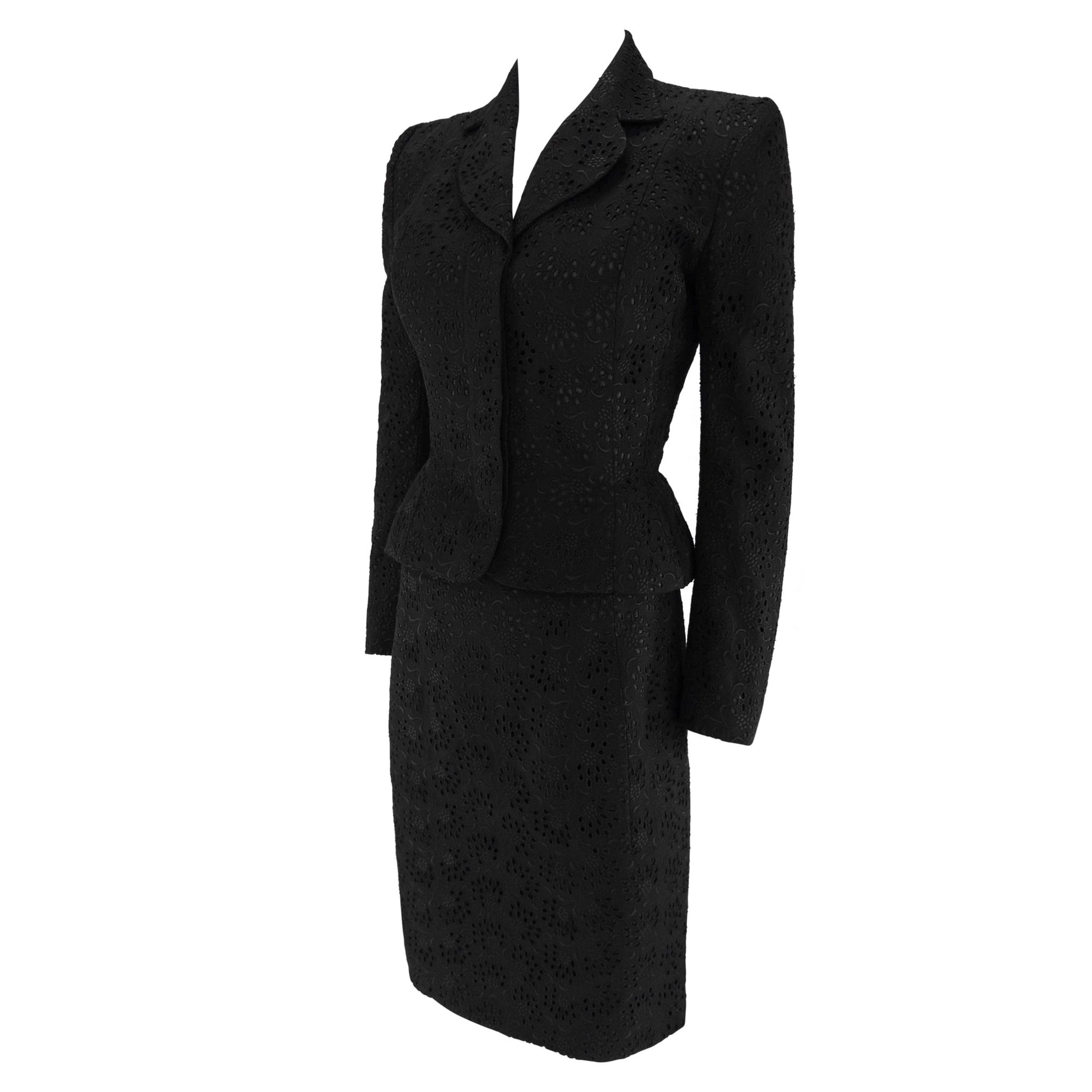 S/S 1996 John Galliano ‘L'Ecole de Danse’ Runway Black Broderie Anglaise Skirt Suit - RealList