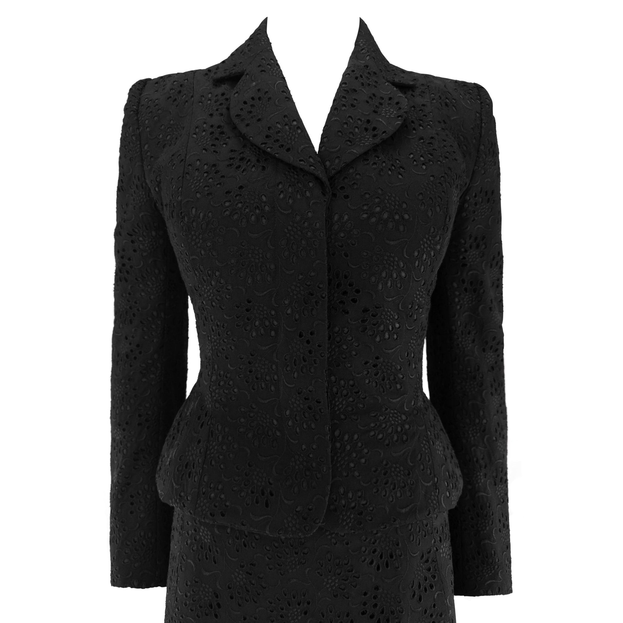S/S 1996 John Galliano ‘L'Ecole de Danse’ Runway Black Broderie Anglaise Skirt Suit - RealList