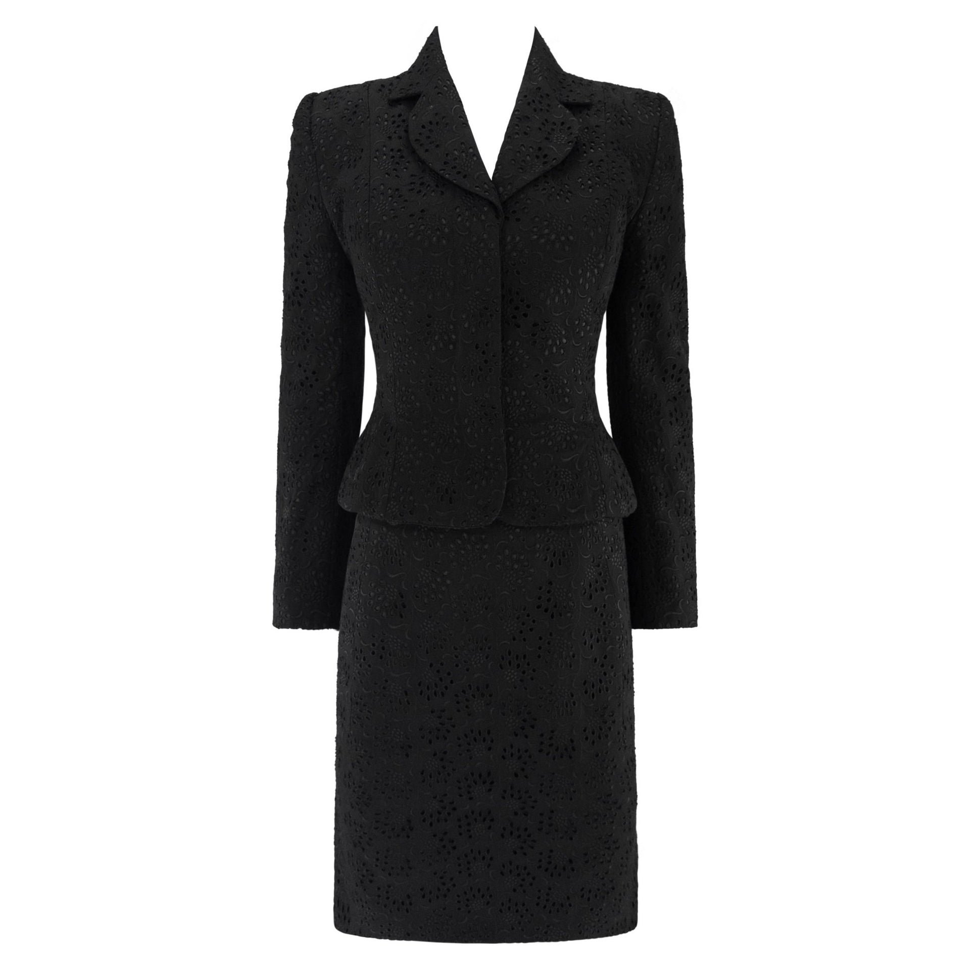 S/S 1996 John Galliano ‘L'Ecole de Danse’ Runway Black Broderie Anglaise Skirt Suit - RealList