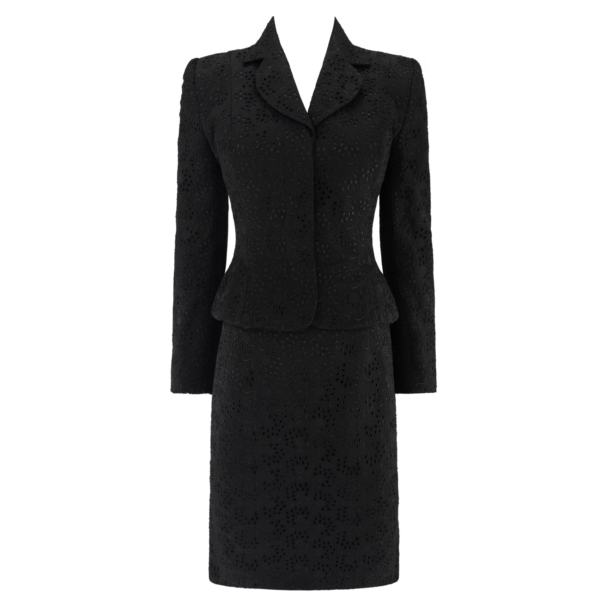 S/S 1996 John Galliano ‘L'Ecole de Danse’ Runway Black Broderie Anglaise Skirt Suit - RealList