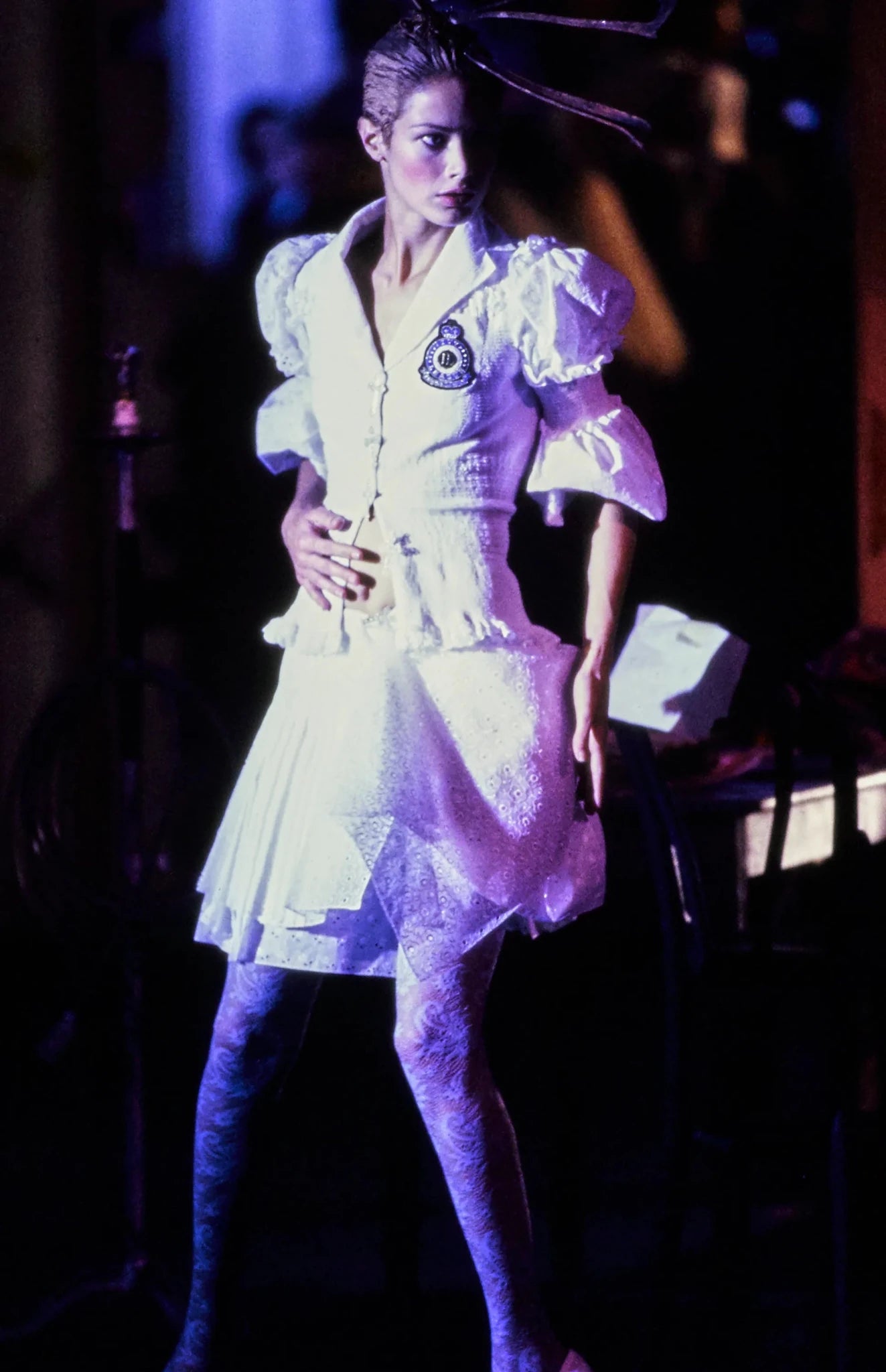 S/S 1996 John Galliano ‘L'Ecole de Danse’ Runway Black Sheer Broderie Anglaise Skirt Suit - RealList