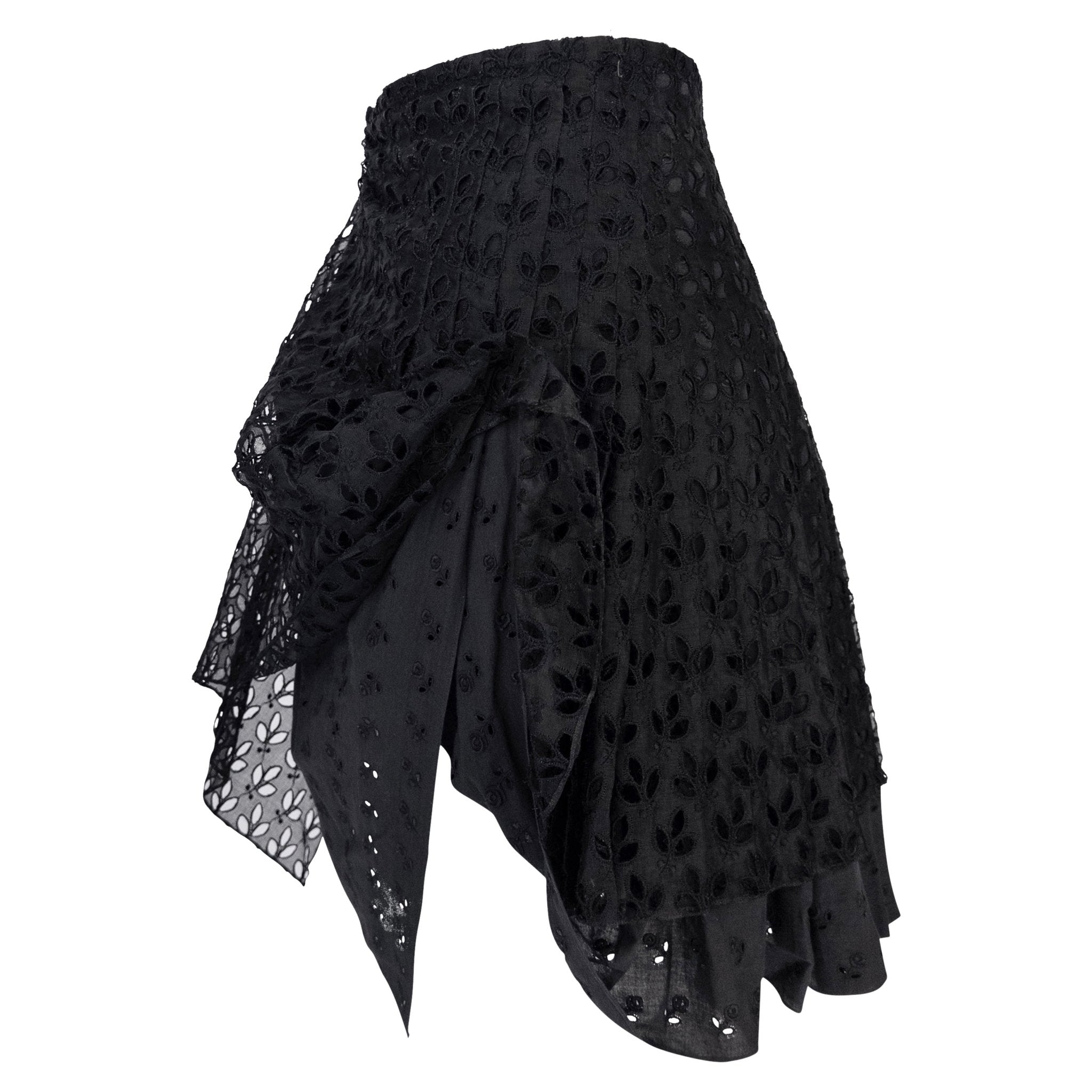 S/S 1996 John Galliano ‘L'Ecole de Danse’ Runway Black Sheer Broderie Anglaise Skirt Suit - RealList