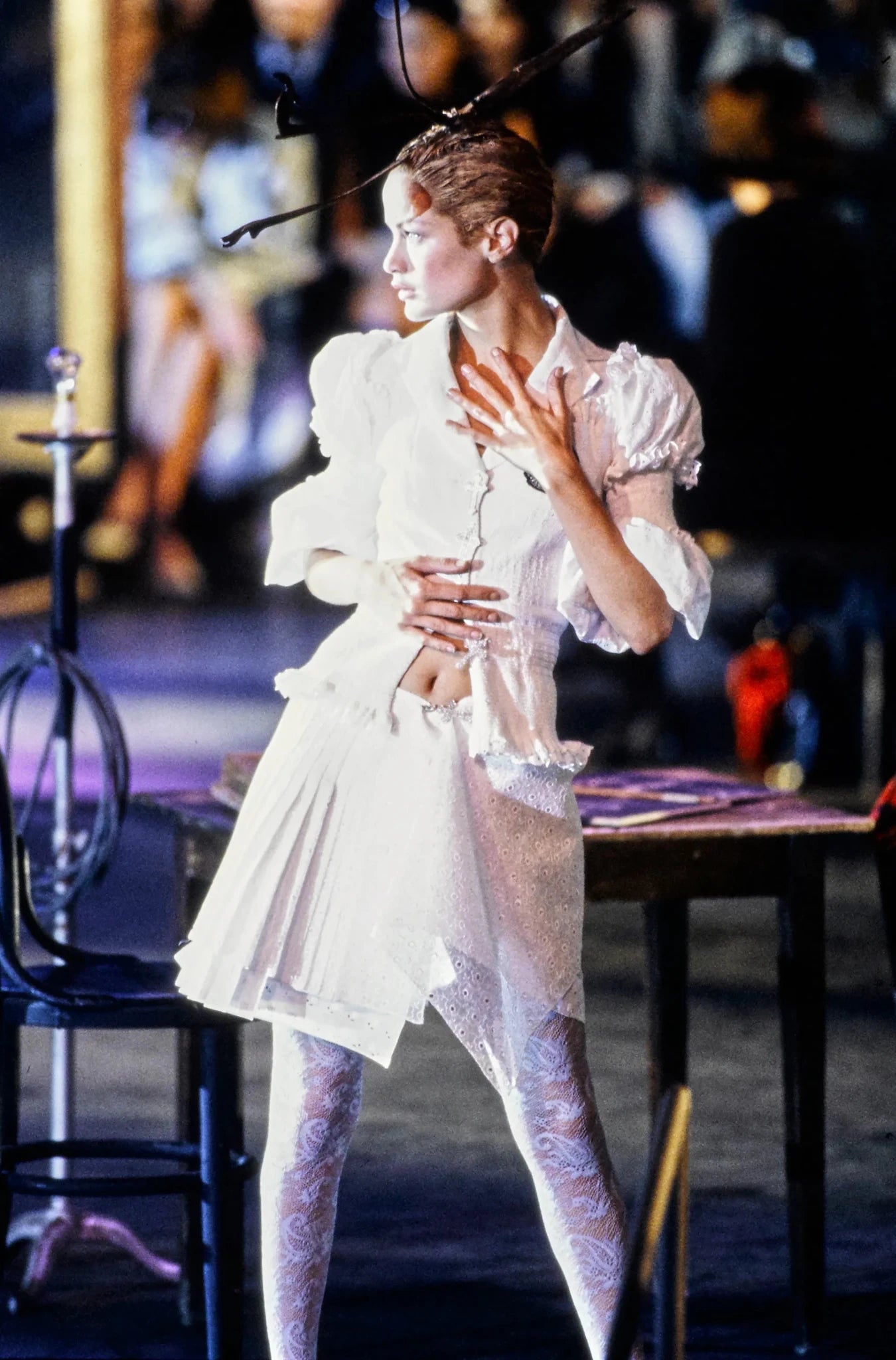 S/S 1996 John Galliano ‘L'Ecole de Danse’ Runway Black Sheer Broderie Anglaise Skirt Suit - RealList