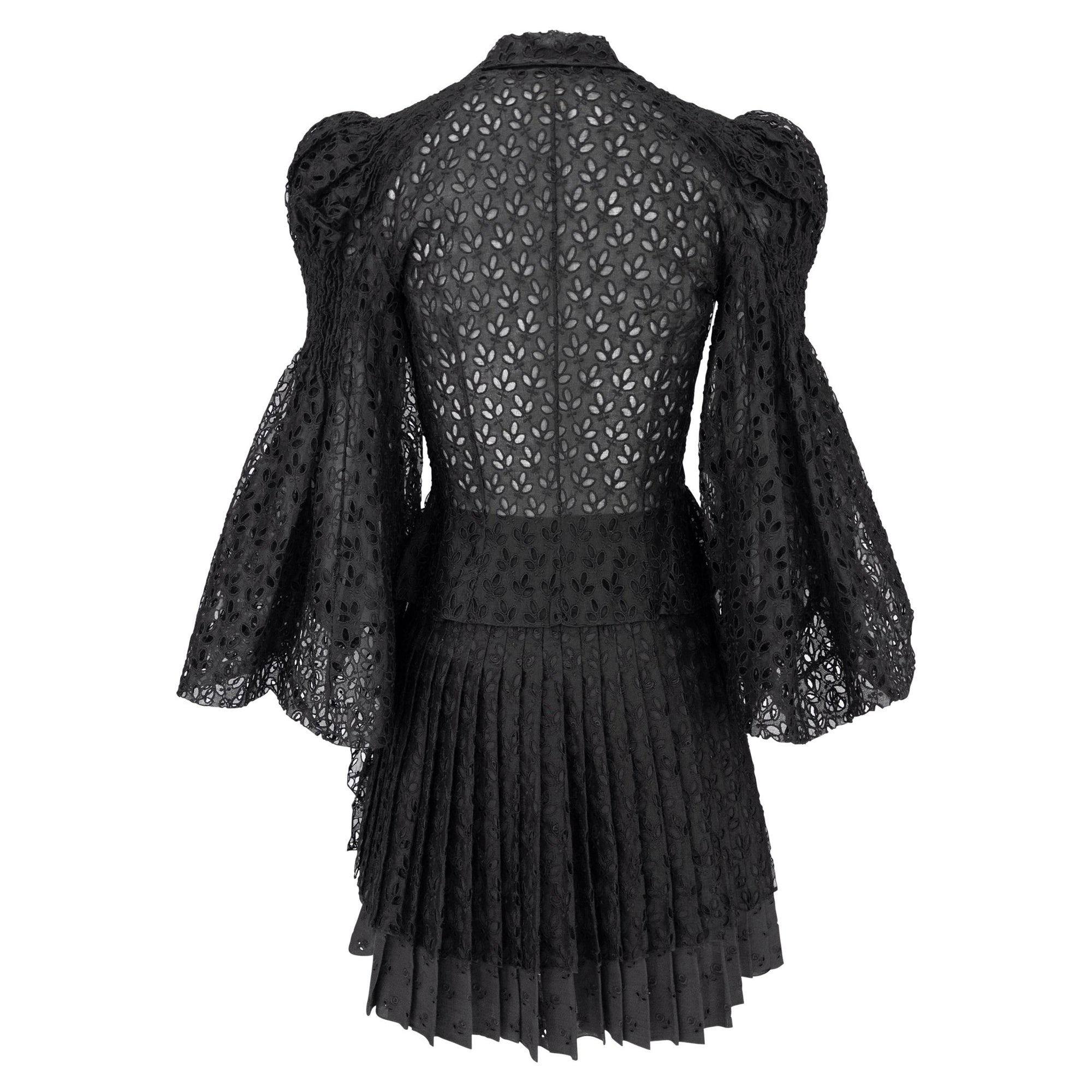 S/S 1996 John Galliano ‘L'Ecole de Danse’ Runway Black Sheer Broderie Anglaise Skirt Suit - RealList