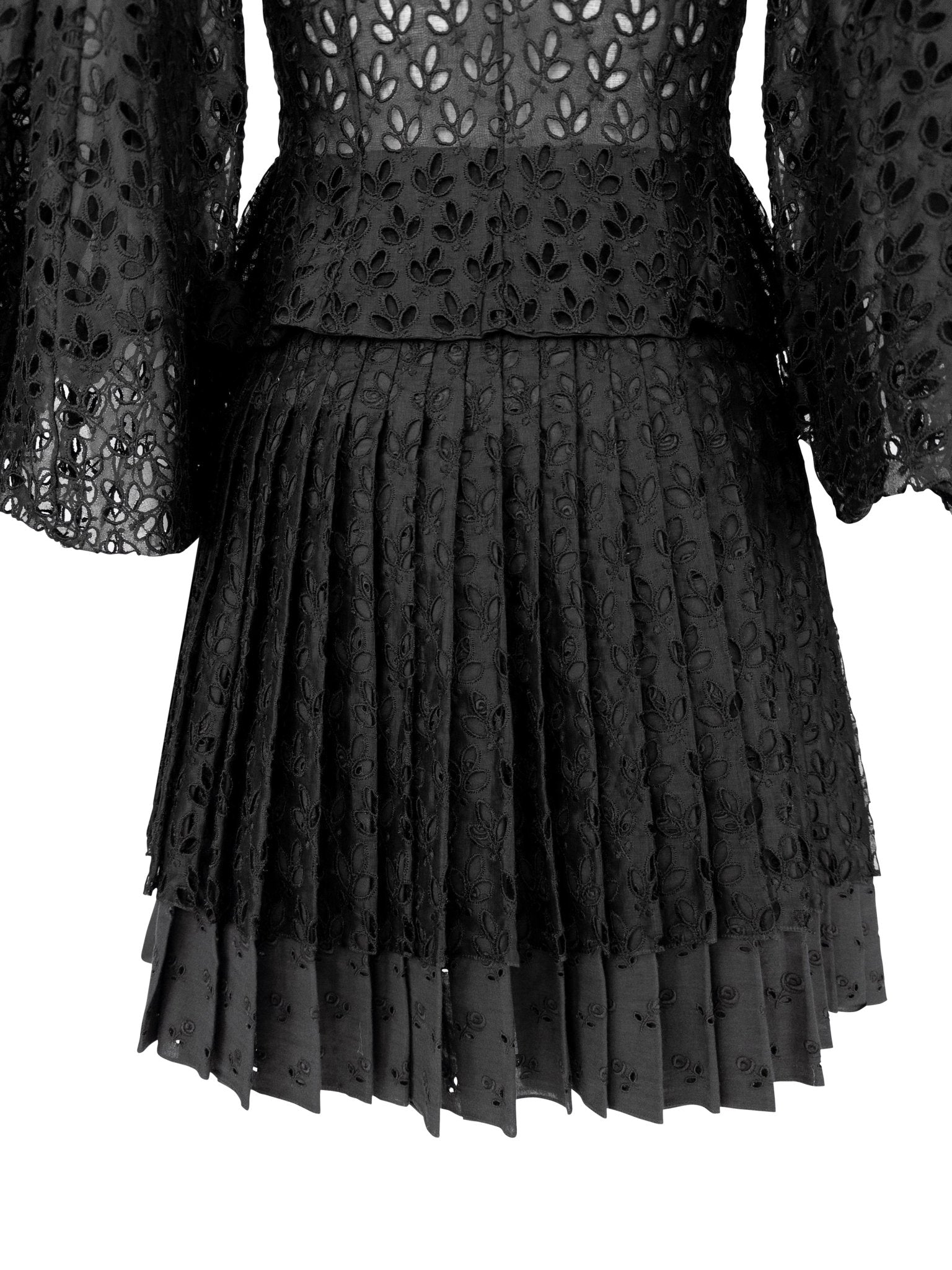S/S 1996 John Galliano ‘L'Ecole de Danse’ Runway Black Sheer Broderie Anglaise Skirt Suit - RealList
