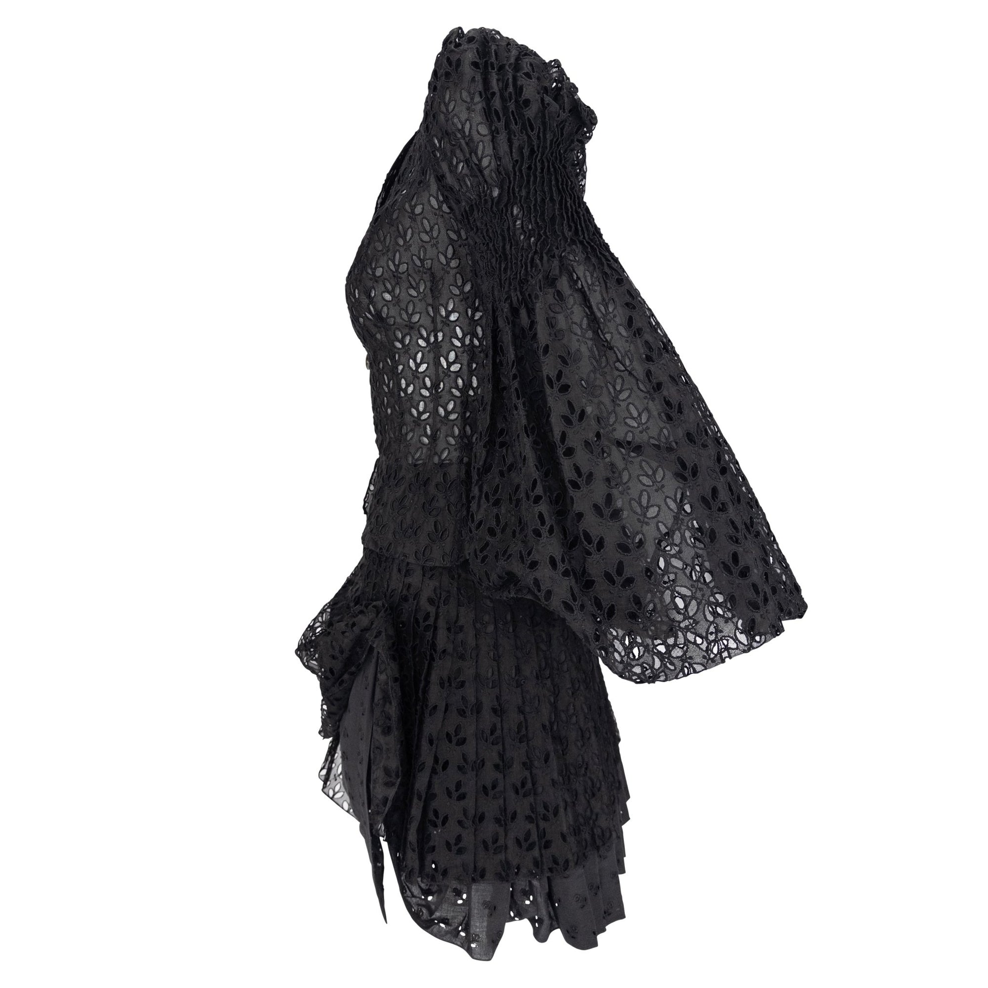 S/S 1996 John Galliano ‘L'Ecole de Danse’ Runway Black Sheer Broderie Anglaise Skirt Suit - RealList