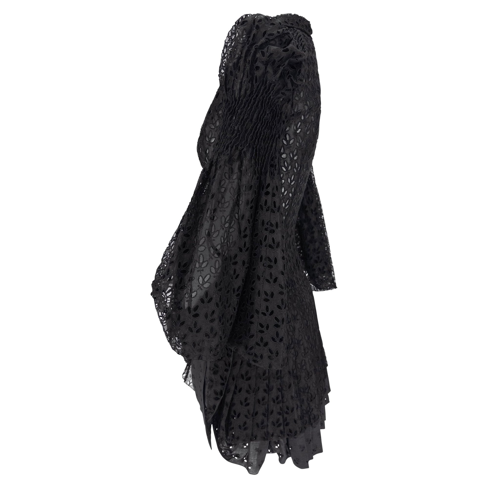 S/S 1996 John Galliano ‘L'Ecole de Danse’ Runway Black Sheer Broderie Anglaise Skirt Suit - RealList