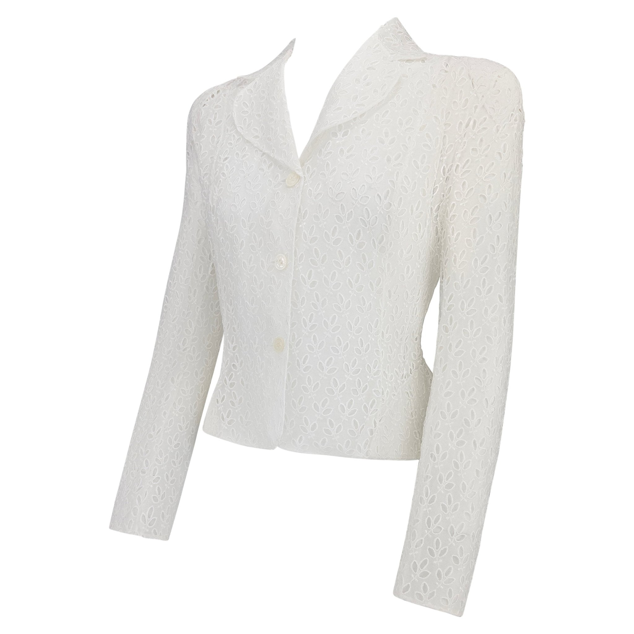S/S 1996 John Galliano Paris Broderie Anglaise Ballet Peplum White Jacket Blazer - RealList