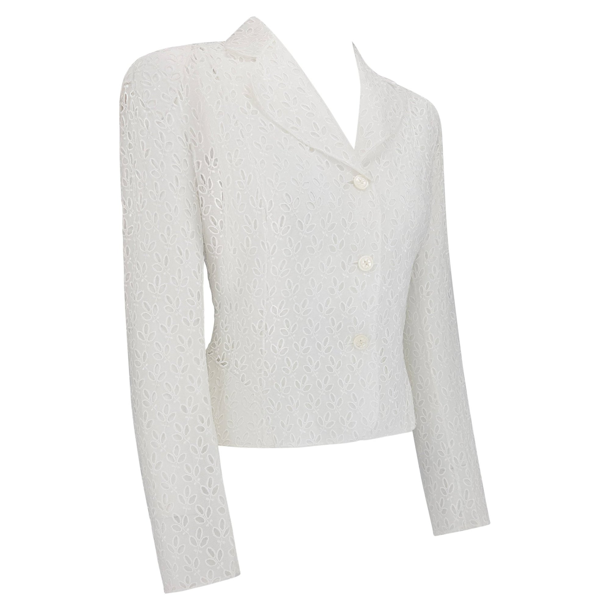 S/S 1996 John Galliano Paris Broderie Anglaise Ballet Peplum White Jacket Blazer - RealList