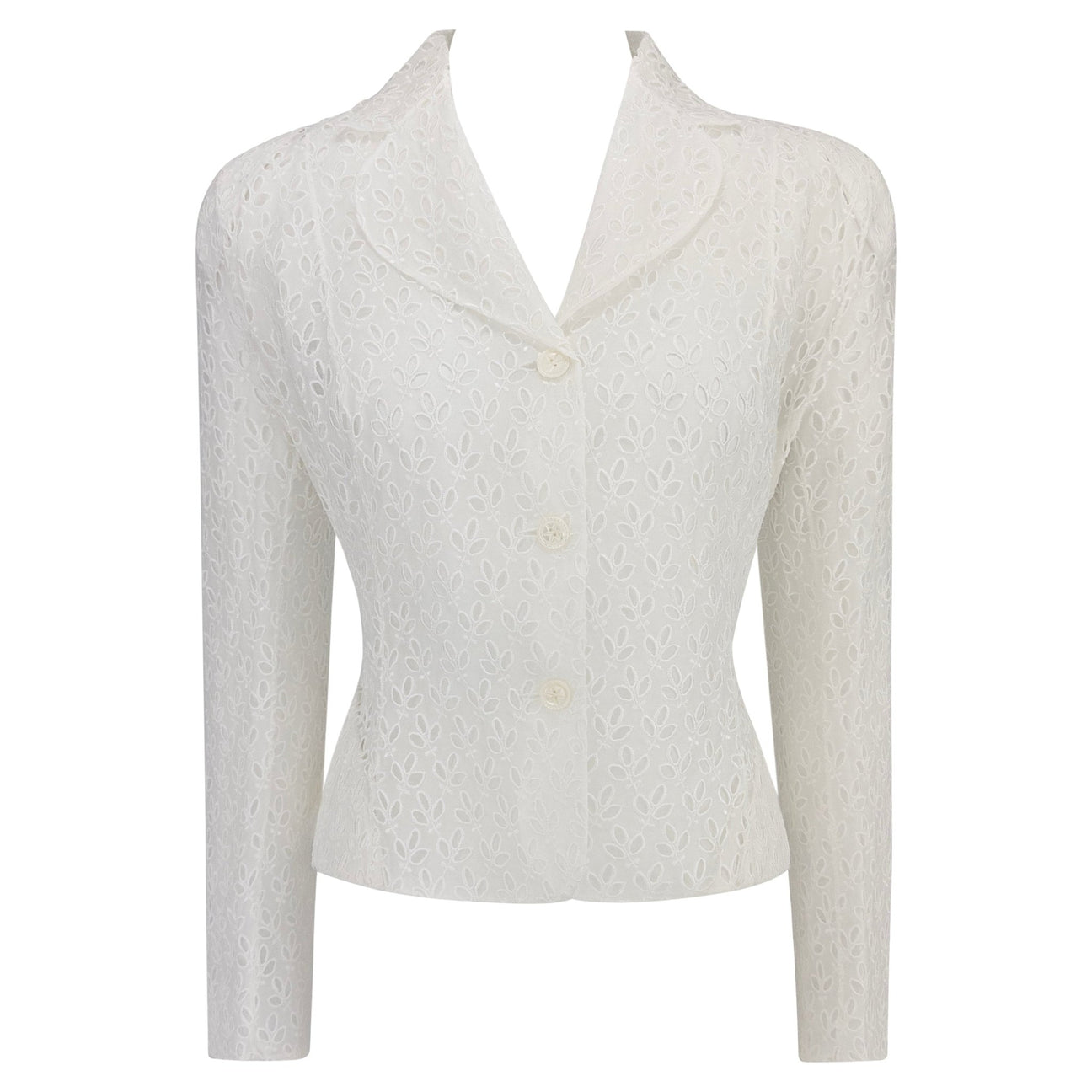 S/S 1996 John Galliano Paris Broderie Anglaise Ballet Peplum White Jacket Blazer - RealList
