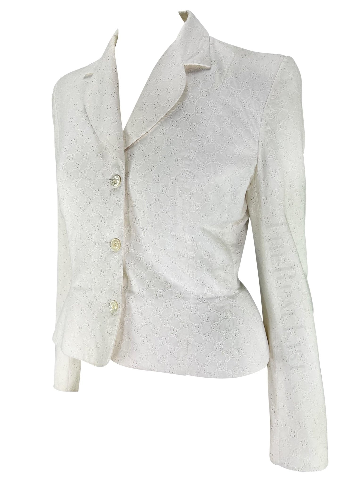 S/S 1996 John Galliano Paris Broderie Anglaise Ballet Peplum White Jacket Blazer - RealList