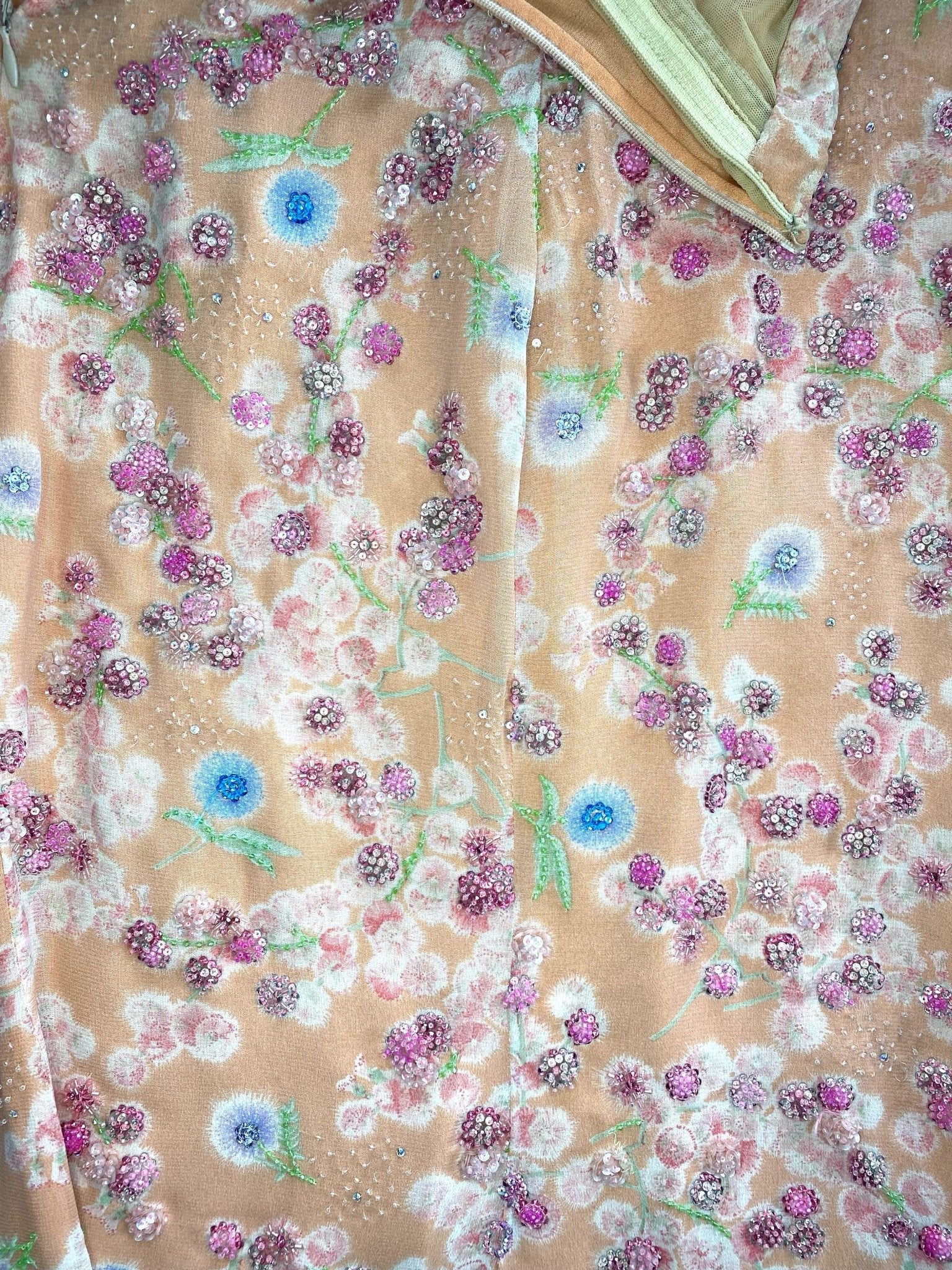 S/S 1997 Atelier Versace by Gianni Beaded Floral Dress Corset Removable Strap - RealList