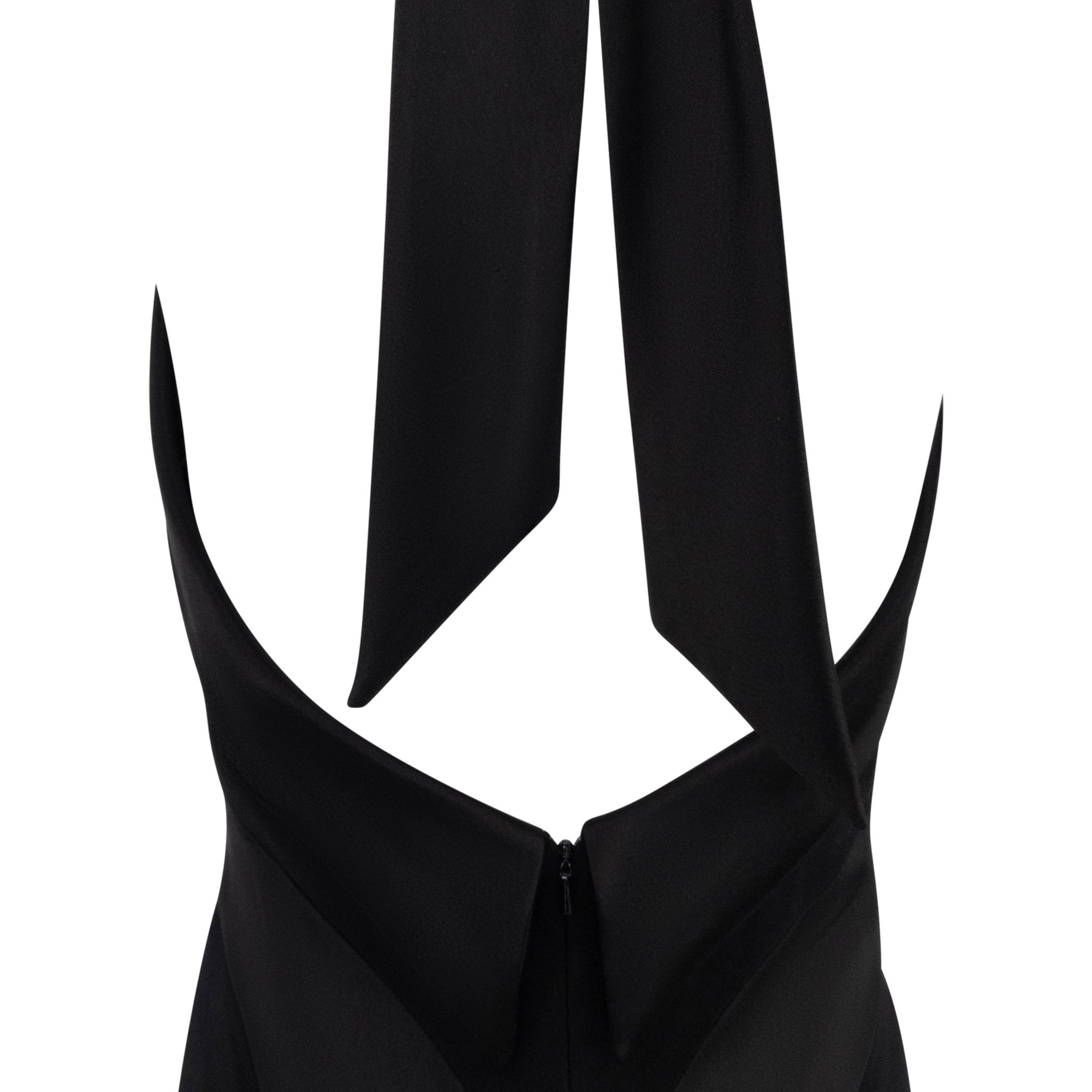 S/S 1997 Bob Mackie Runway Black Halterneck Satin Panel Backless Gown - RealList