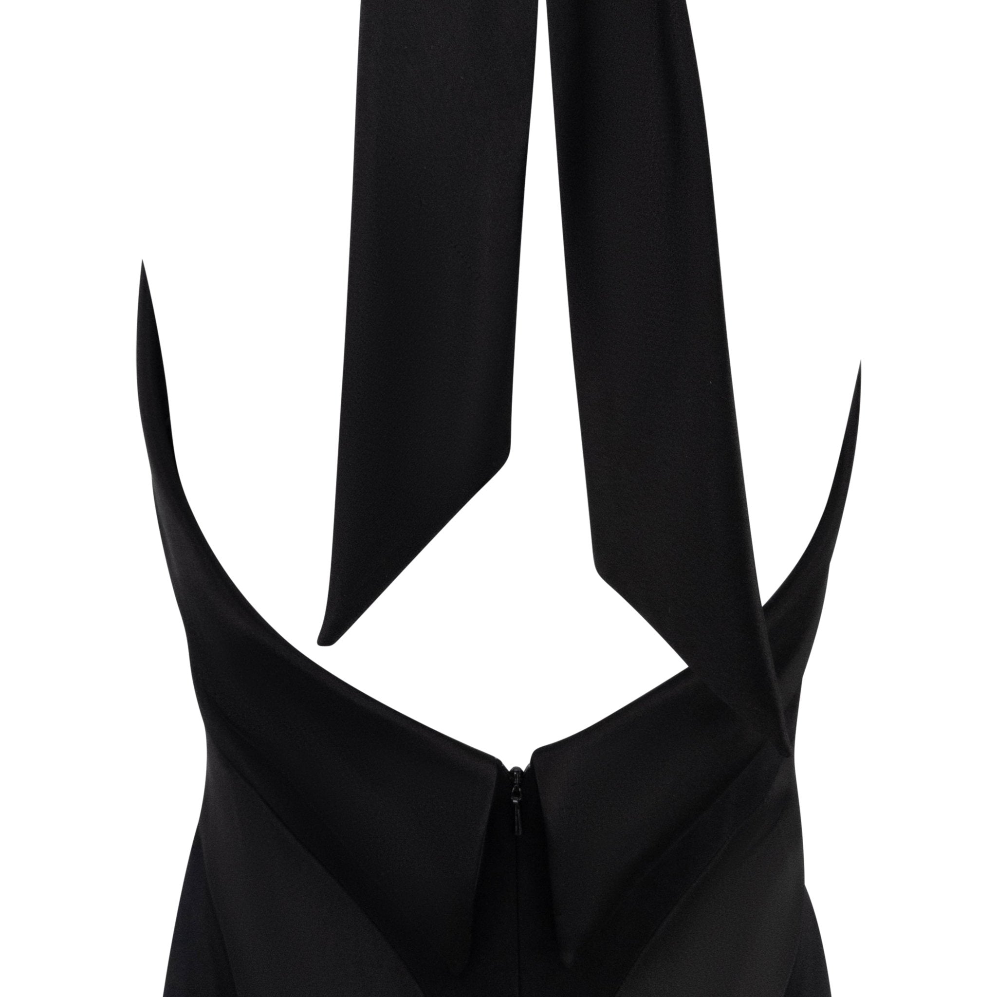 S/S 1997 Bob Mackie Runway Black Halterneck Satin Panel Backless Gown - RealList