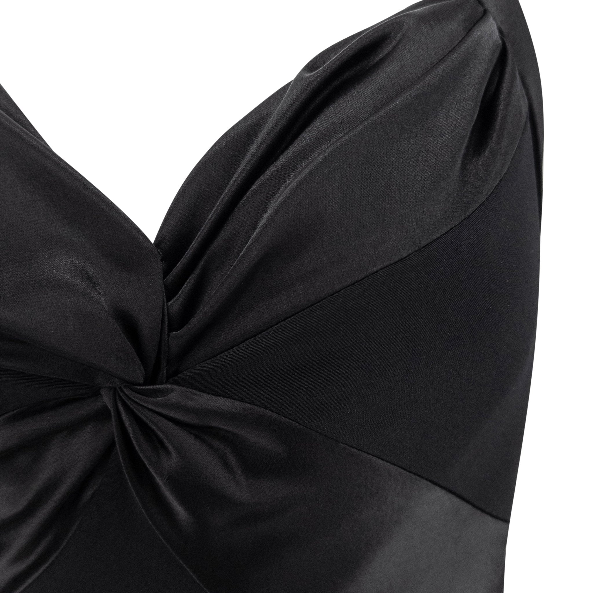 S/S 1997 Bob Mackie Runway Black Halterneck Satin Panel Backless Gown - RealList