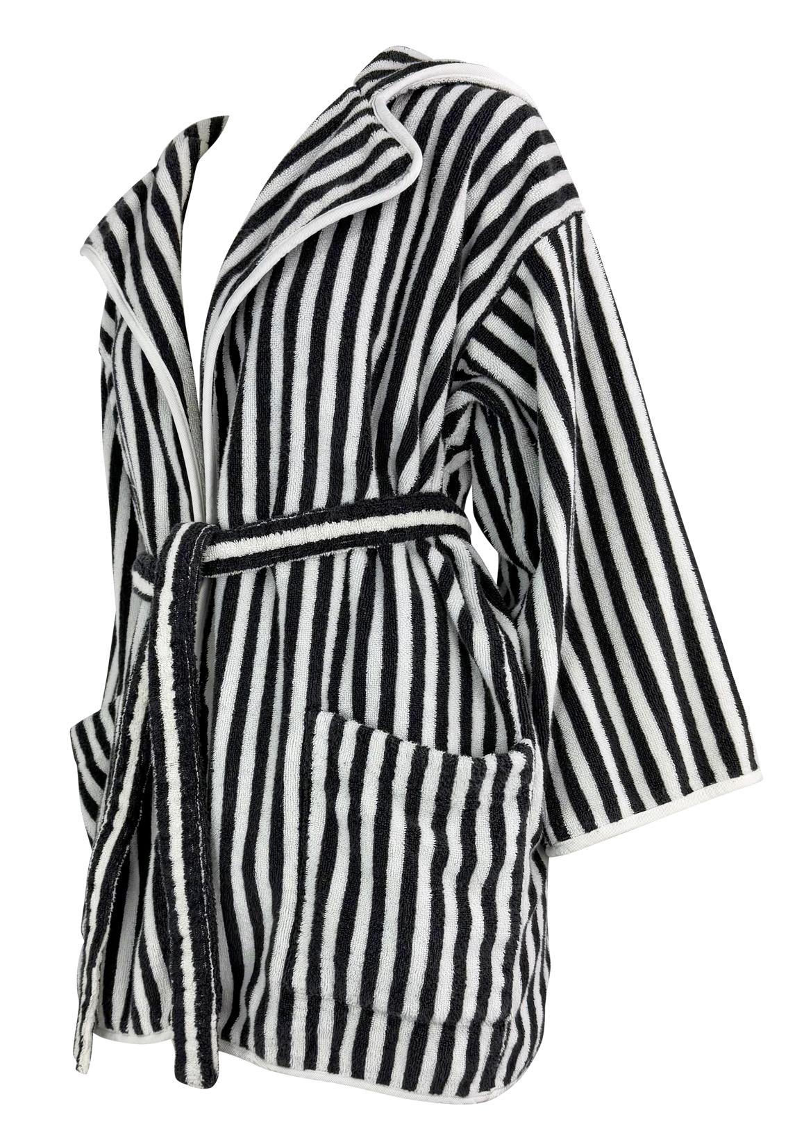 S/S 1997 Christian Dior by Gianfranco Ferré CD Striped Terrycloth Hooded Robe - RealList