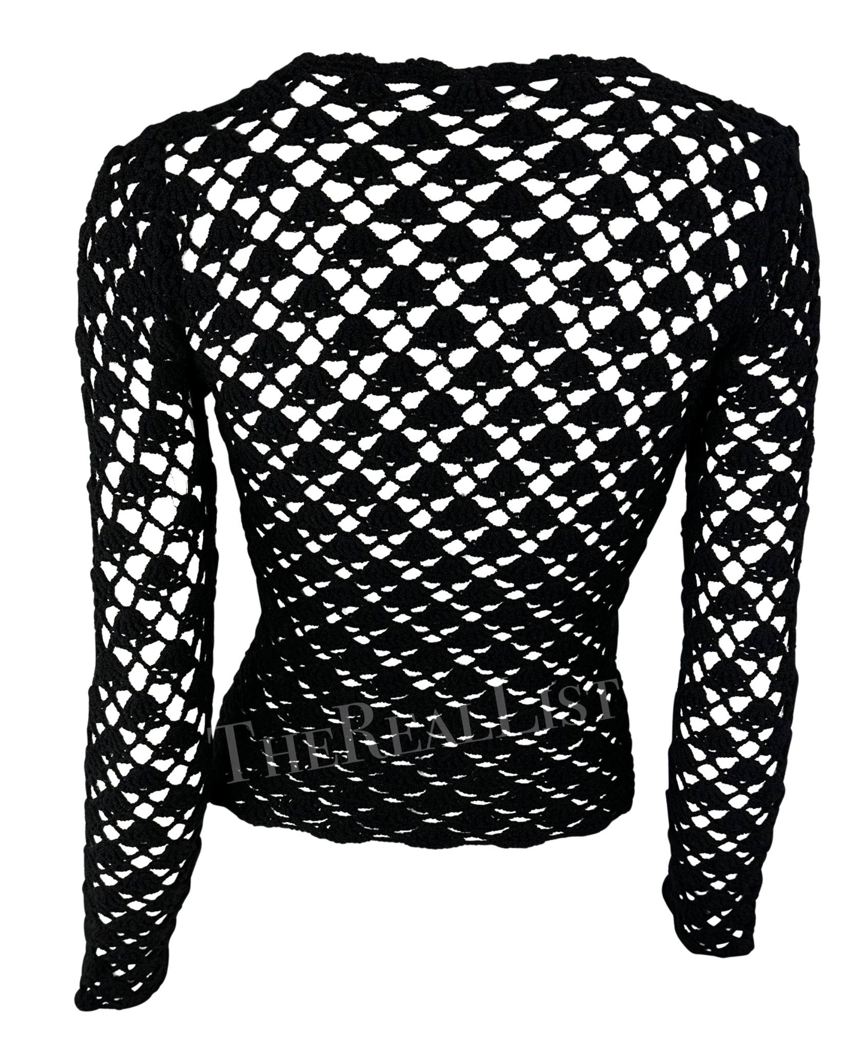 S/S 1997 Dolce & Gabbana Black Crochet Sheer Sweater Top - RealList