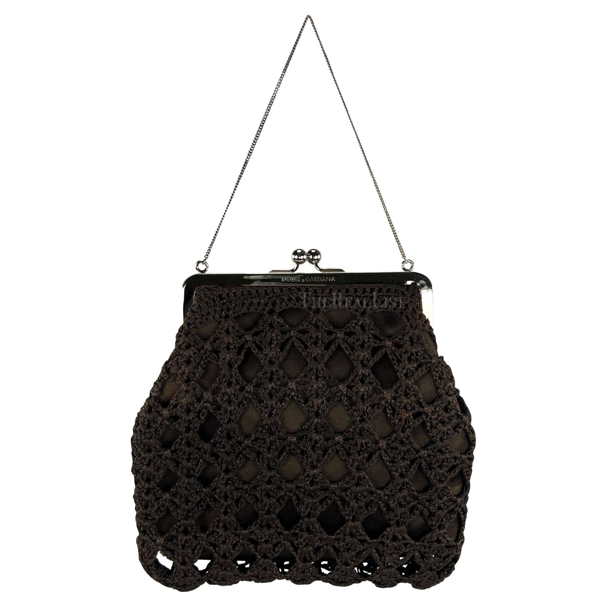 S/S 1997 Dolce & Gabbana Bown Crochet Clam Closure Mini Evening Bag - RealList