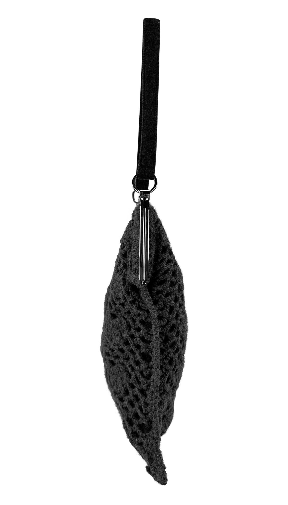 S/S 1997 Dolce & Gabbana Grey Crochet Knit Silver Frame Evening Bag - RealList