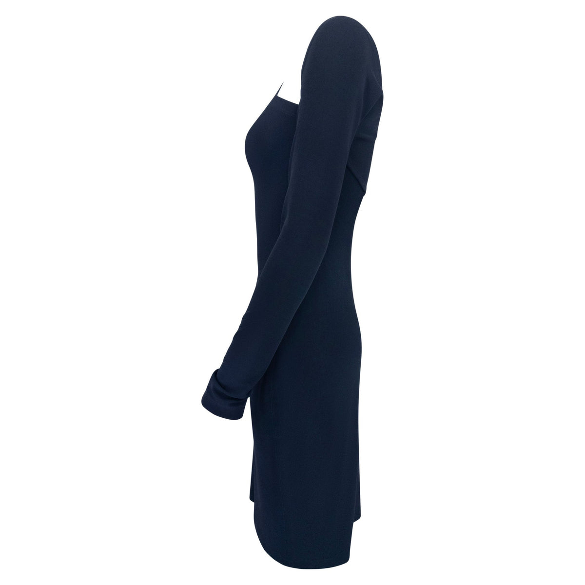 S/S 1997 Donna Karan Runway Navy Bodycon Asymmetric Dress Shrug Set - RealList