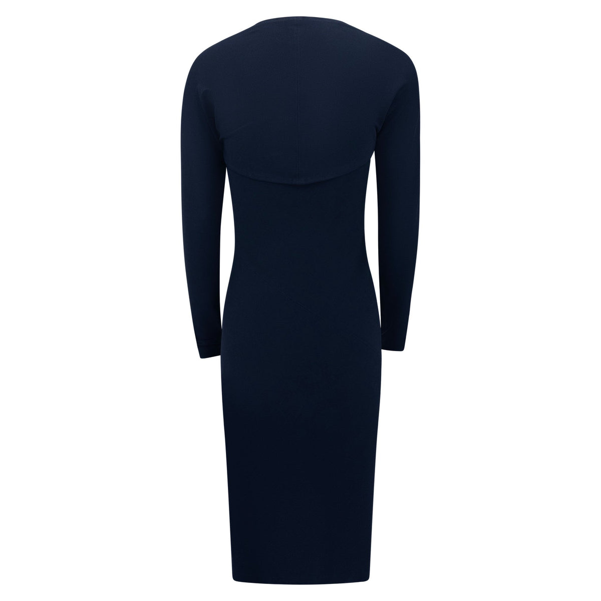 S/S 1997 Donna Karan Runway Navy Bodycon Asymmetric Dress Shrug Set - RealList