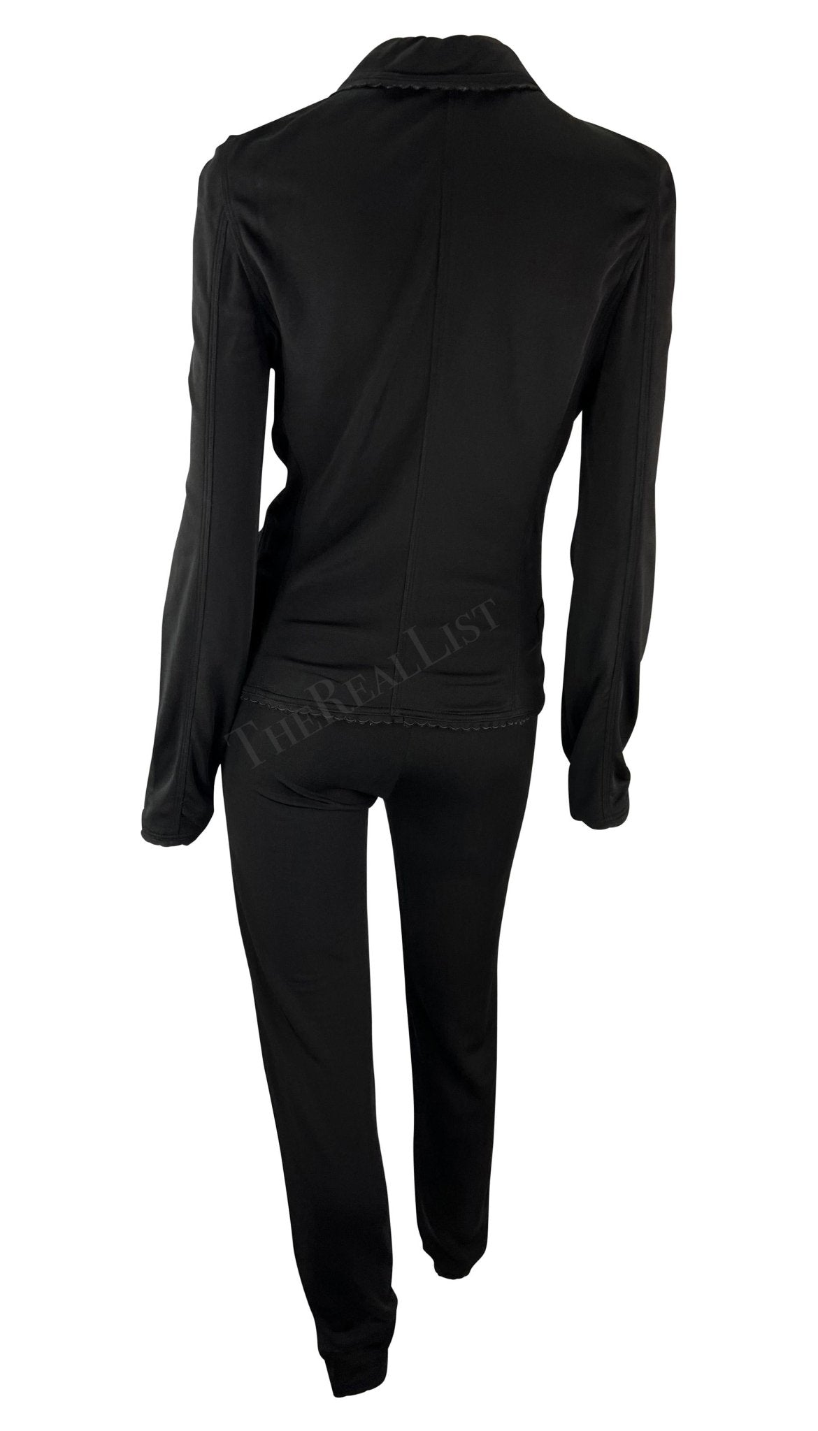 S/S 1997 Gianni Versace Black Scalloped Stretch Medusa Pant Set - RealList