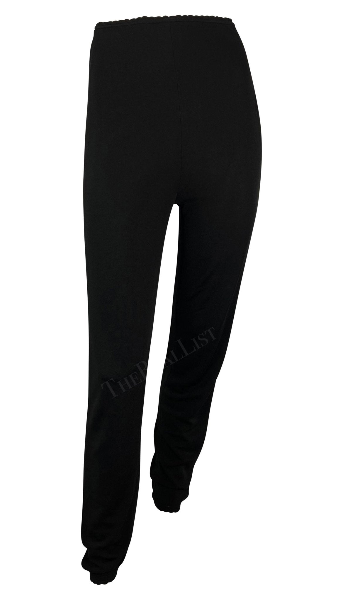 S/S 1997 Gianni Versace Black Scalloped Stretch Medusa Pant Set - RealList