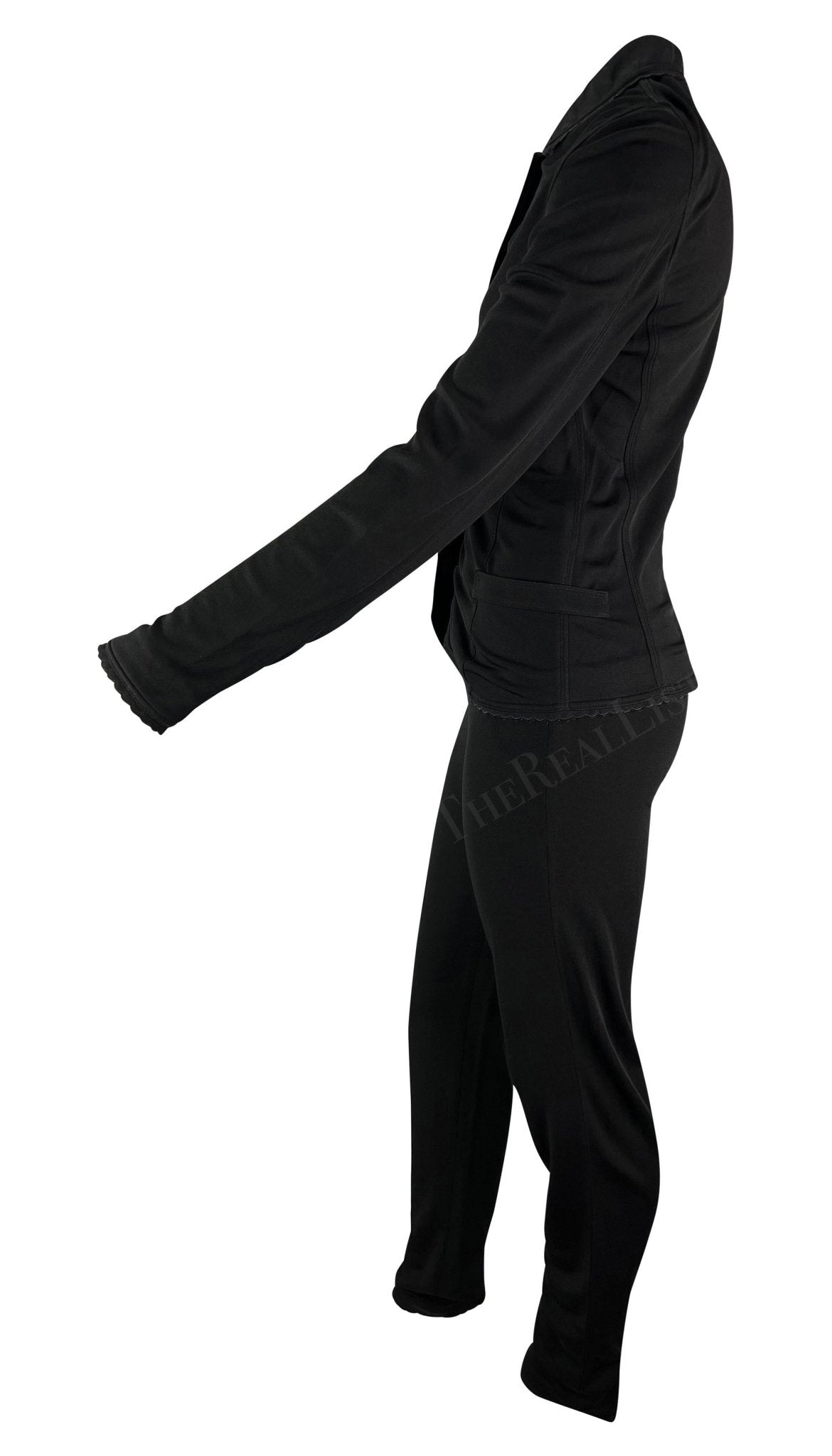 S/S 1997 Gianni Versace Black Scalloped Stretch Medusa Pant Set - RealList