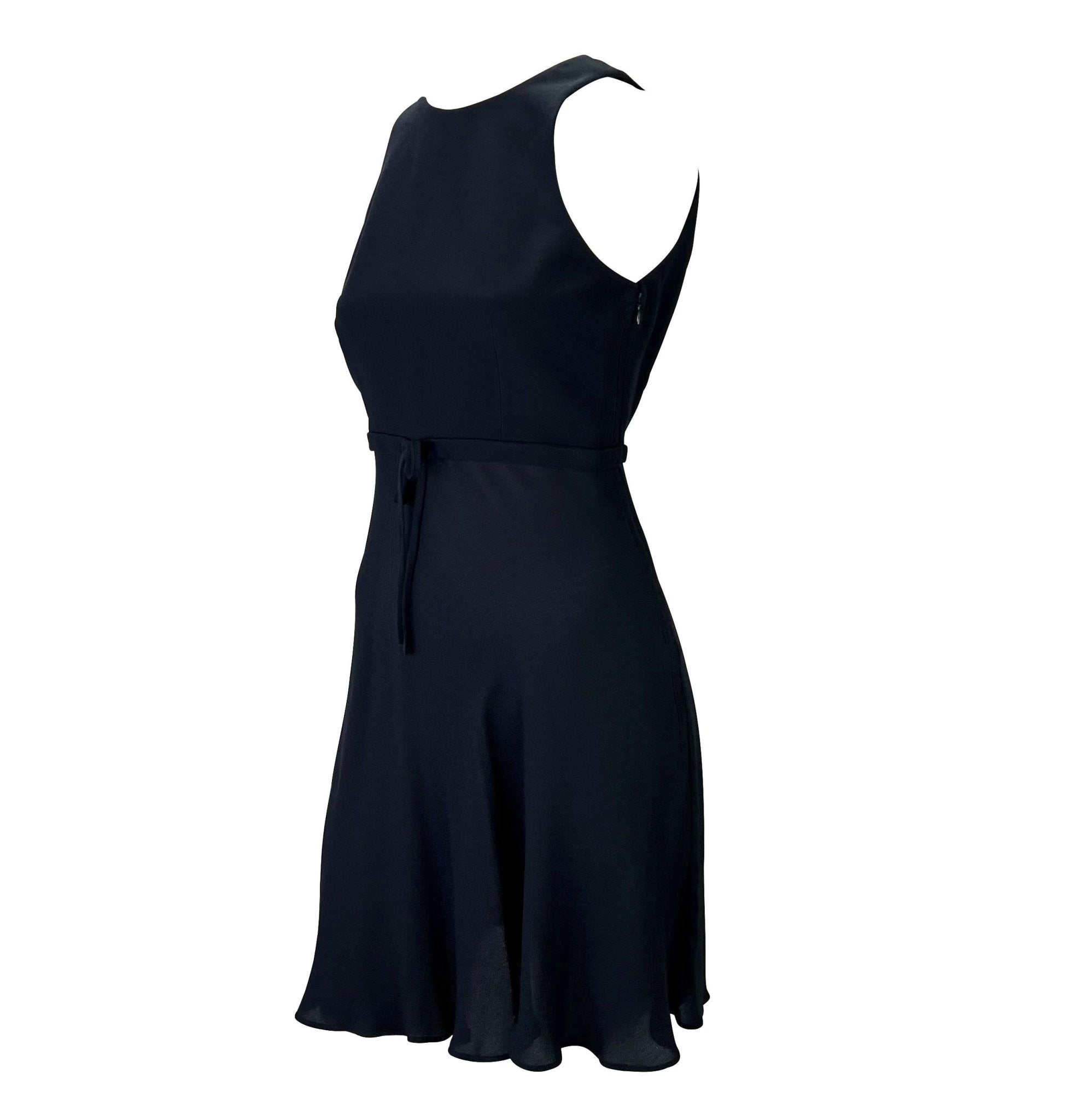 S/S 1997 Gianni Versace Couture Runway Ad Navy Silk Backless Tie Flare Dress - RealList