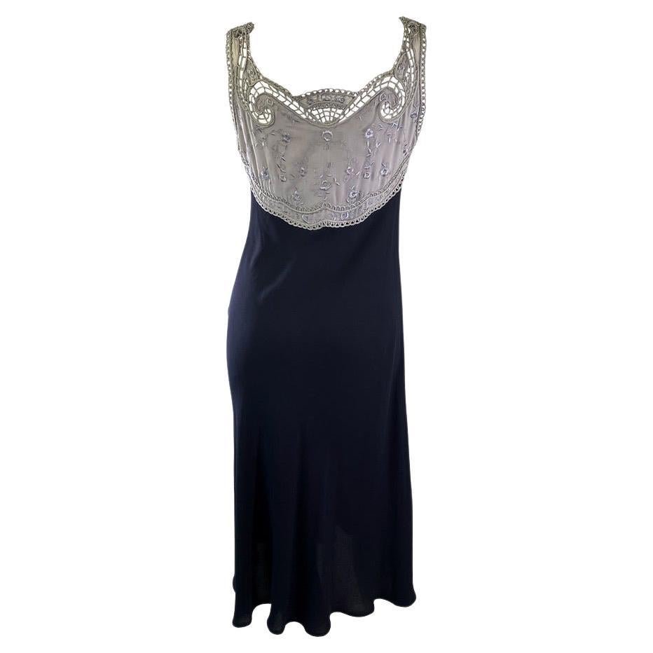 S/S 1997 Gianni Versace Couture Runway Grey Lace Embroidered Dress - RealList