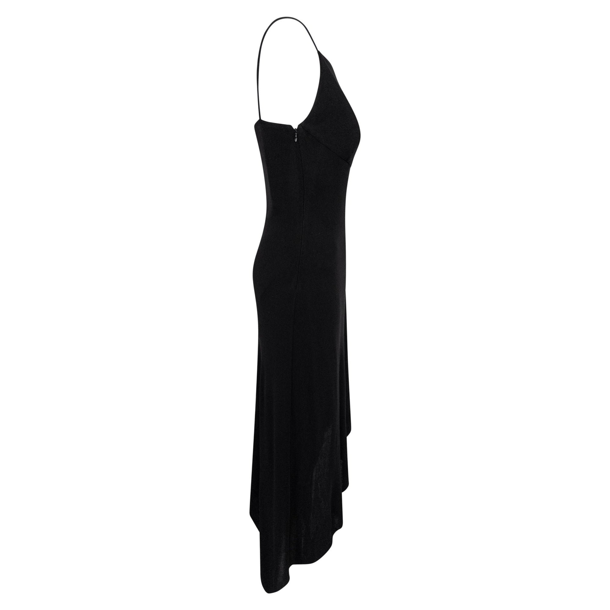 S/S 1997 Gianni Versace Runway Black Stretch Viscose Wrap - Style Asymmetric Dress - RealList